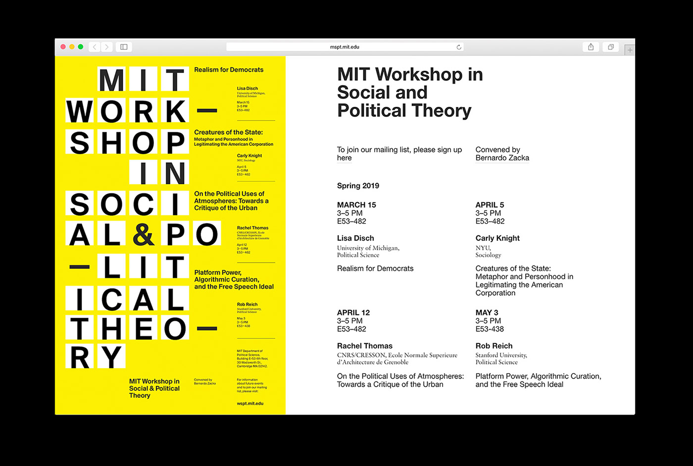 poster design MIT Workshop lecture series symposium Event print Web