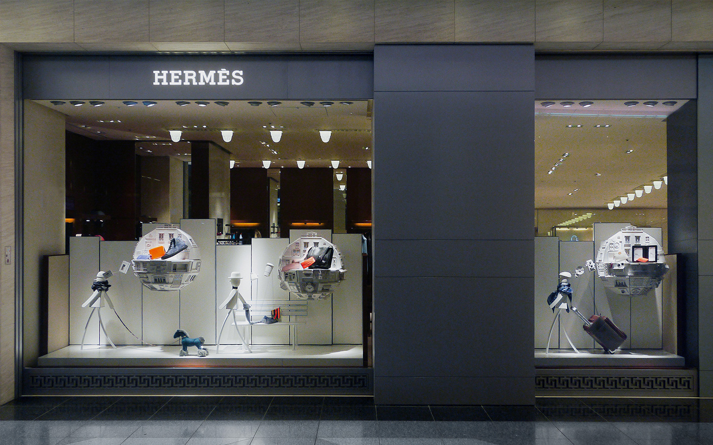 hermes Hermès Window Display Window Display installation Artist Window illustrative object Paper Objects  hand craft Haneda Airport japan brainrental detail