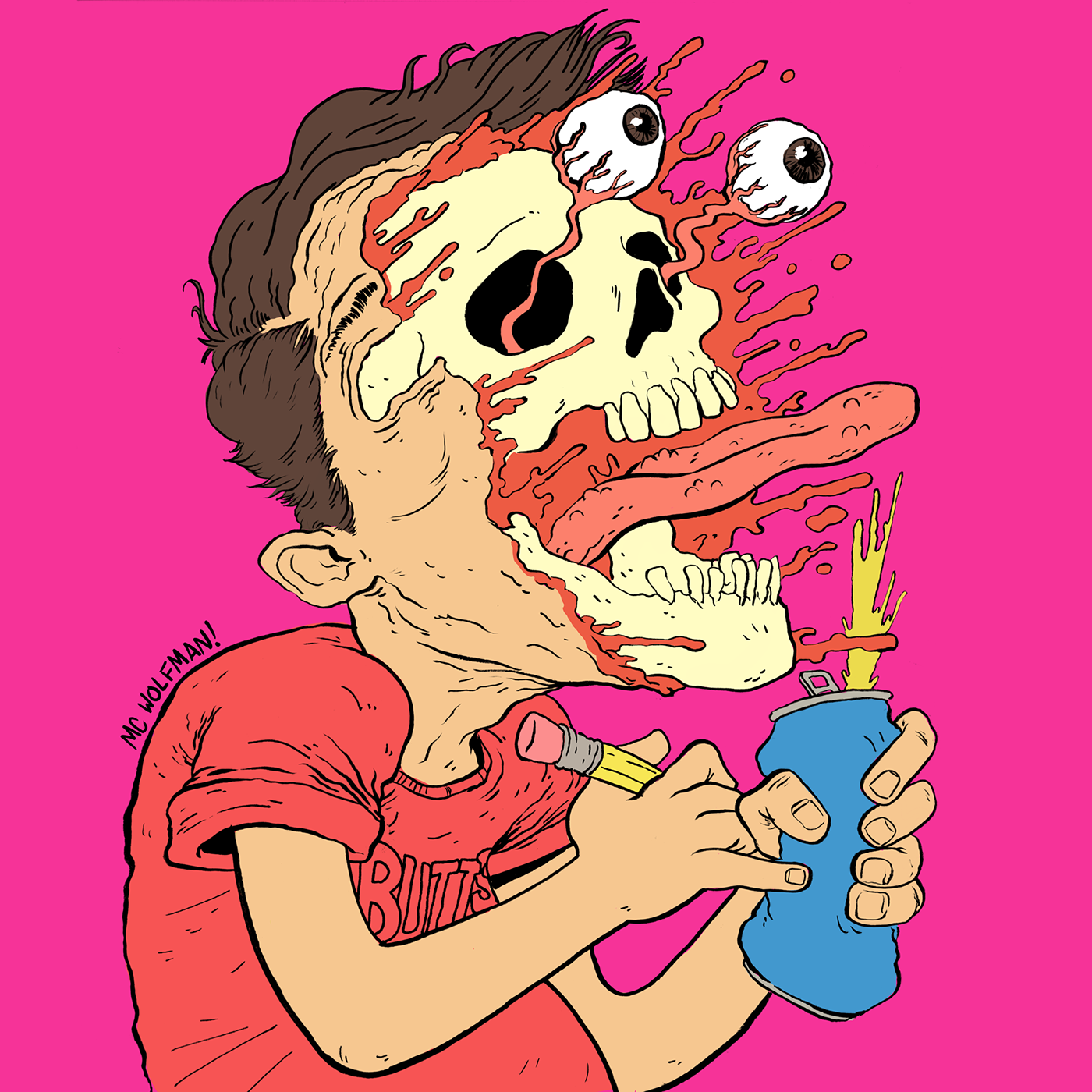 ILLUSTRATION  doodle Drawing  skull scream humor comics Cartoons