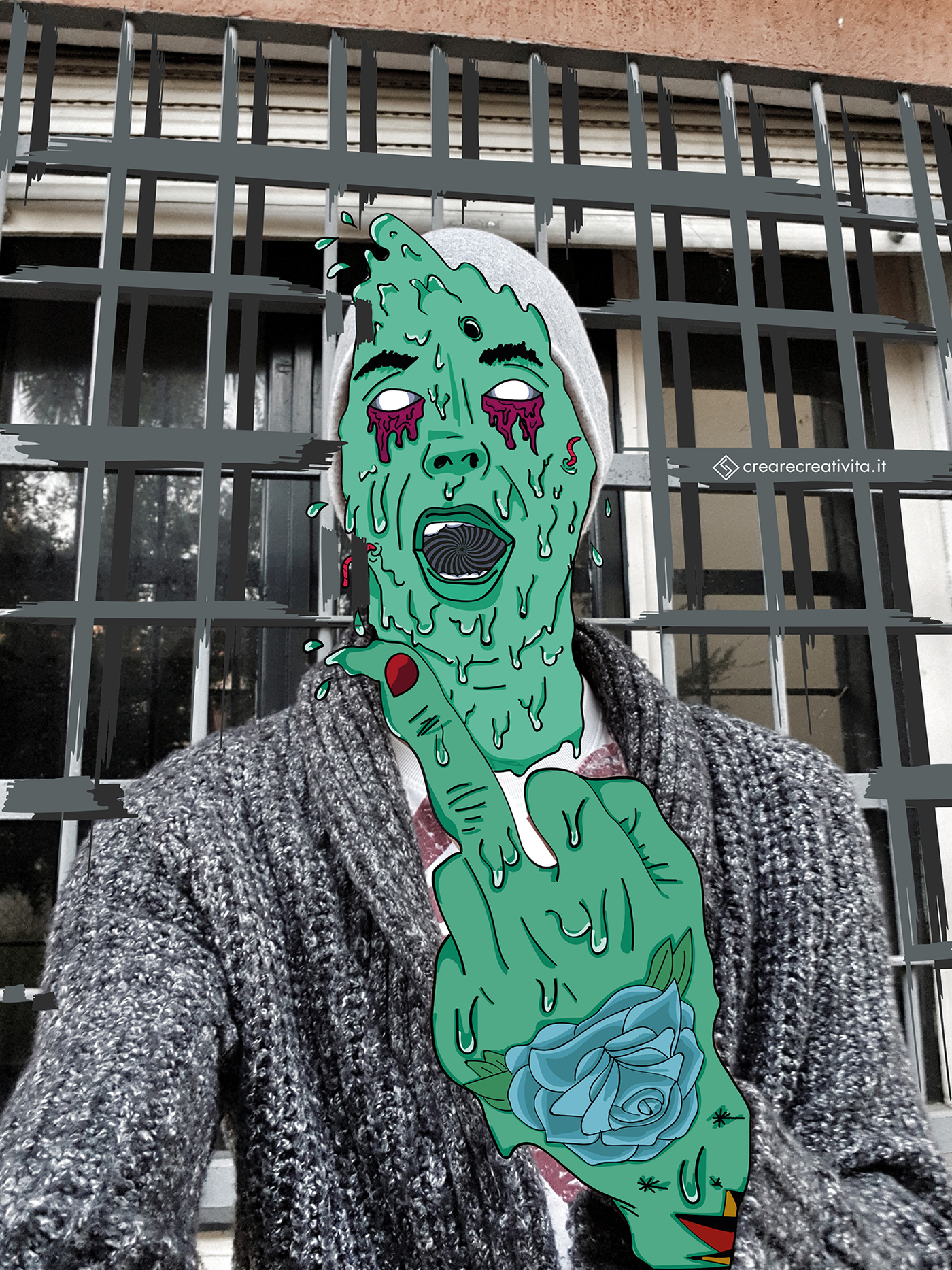 Grime zombie photoshop Illustrator tattoo sketch ILLUSTRATION 
