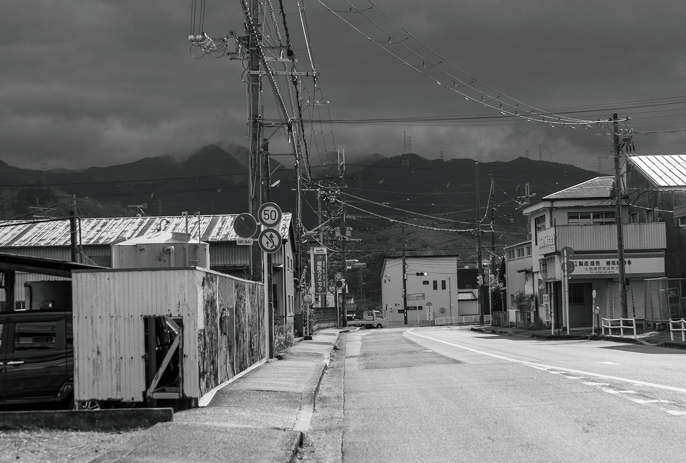 black and white monochrome countryside road Wakayama Prefecture japan