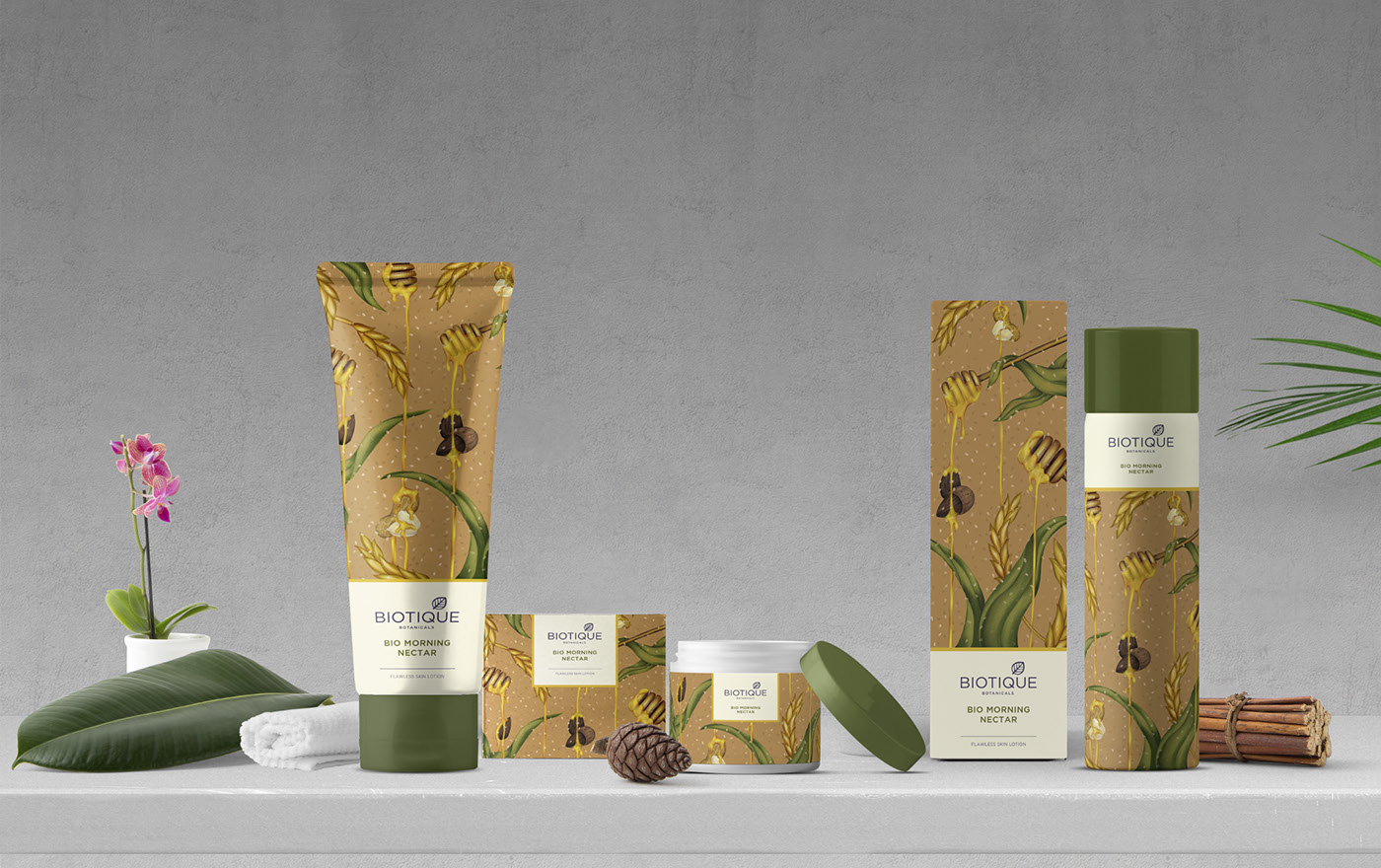 BIOTIQUE beauty Packaging perfume cosmetics honey erte botanical Mandala cream