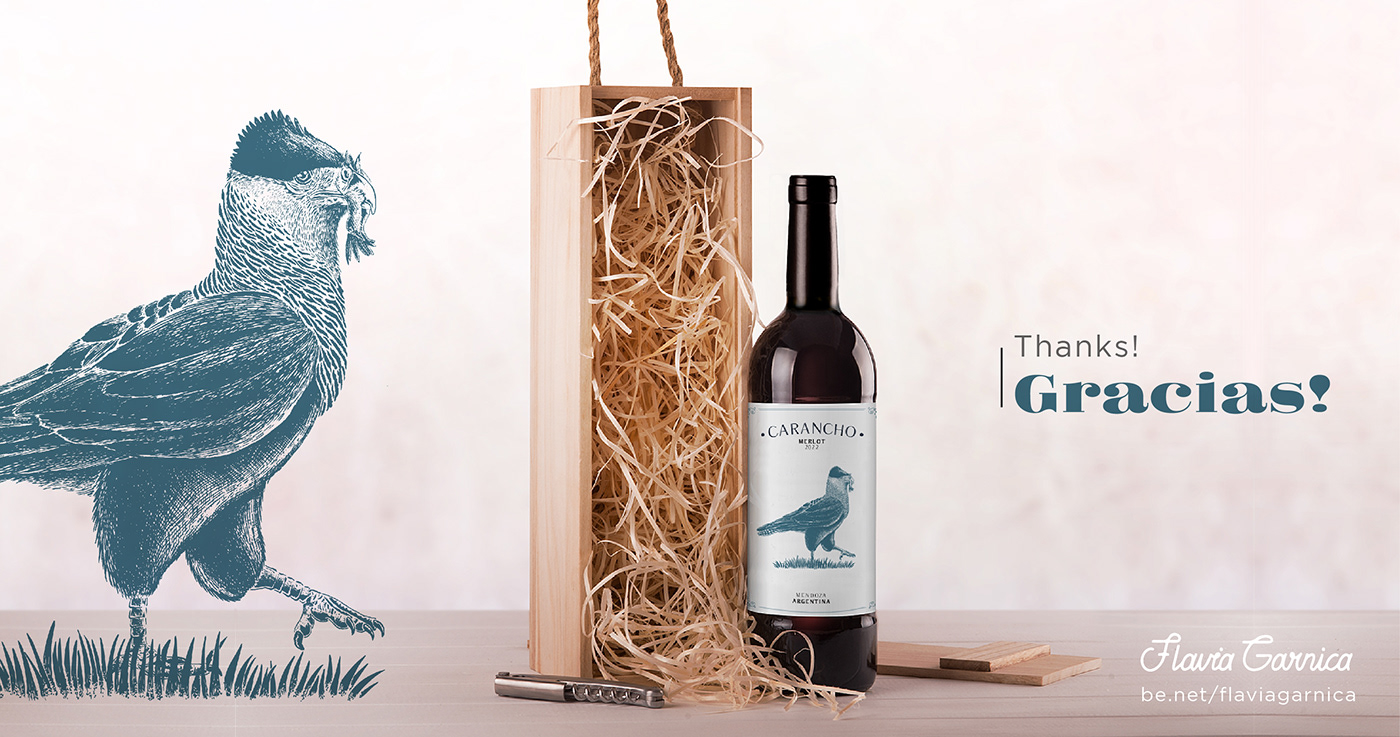 carancho Diseño de etiquetas fauna label design label illustration mock up Packaging Vector Illustration vino wine design