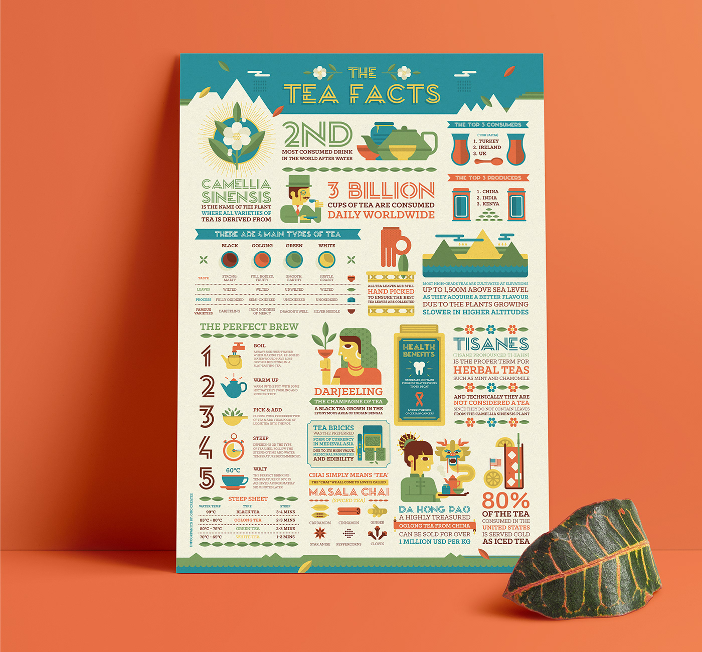 Digital Art  graphic design  ILLUSTRATION  infographic information marketing   poster print tea vector