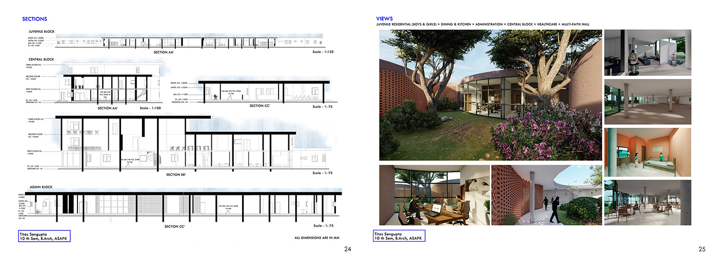 thesis architectural thesis interior design  portfolio Space design Space Planning revit site planning juvenile social architecture
