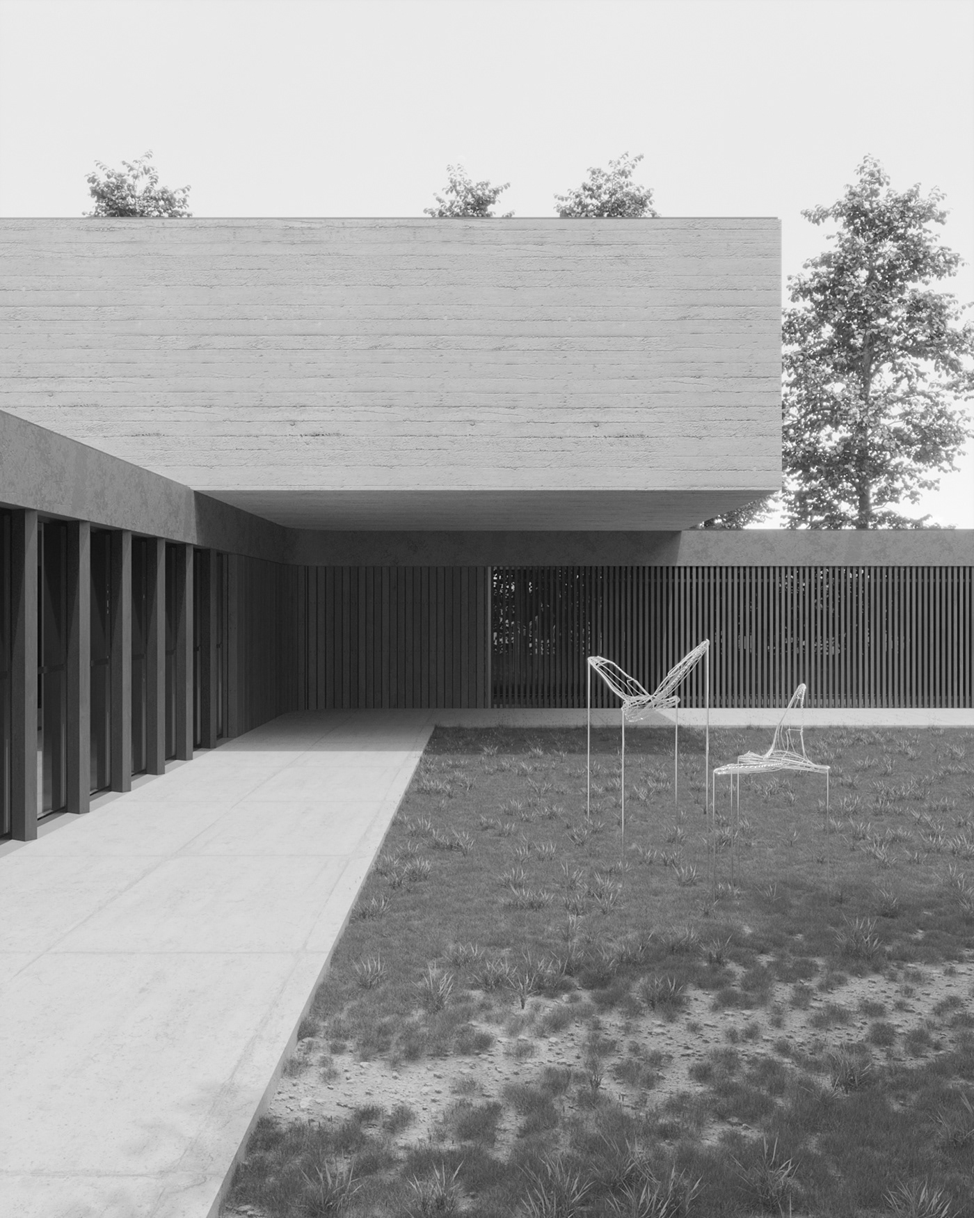 architecture archviz design exterior minimalist museum Nature Render sculpture