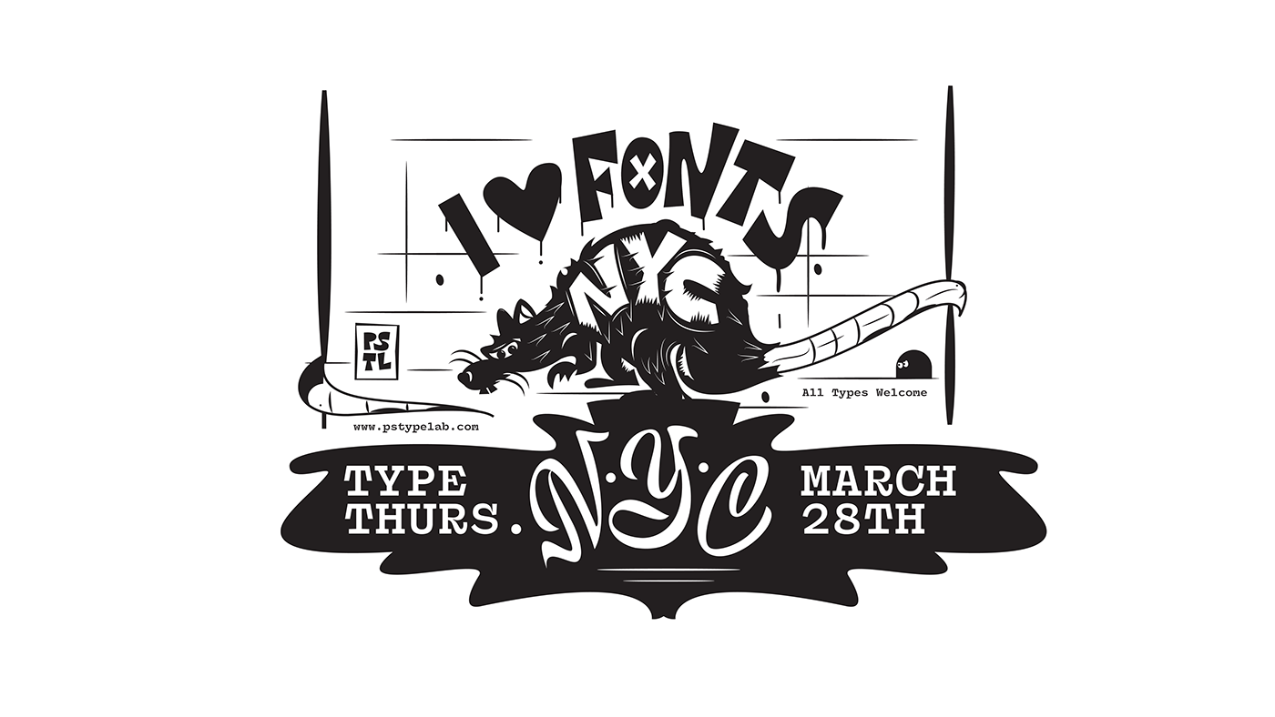 ILLUSTRATION  lettering typography   type meet up Event design Custom Rats nyc