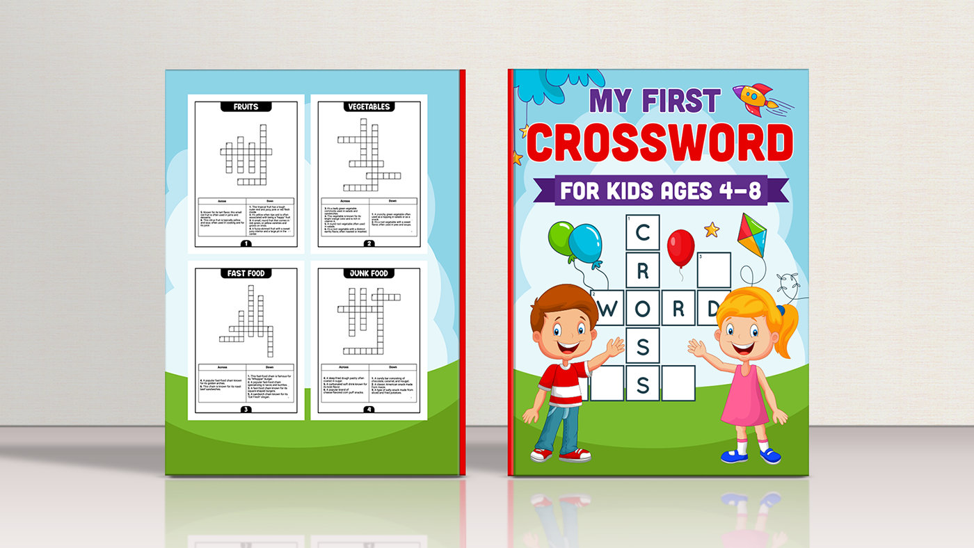 crossword puzzle kindle cover book design magazine Amazon Book Design Crossword Book Kids Crossword Books kids kdp kpd cover sudoku cover design