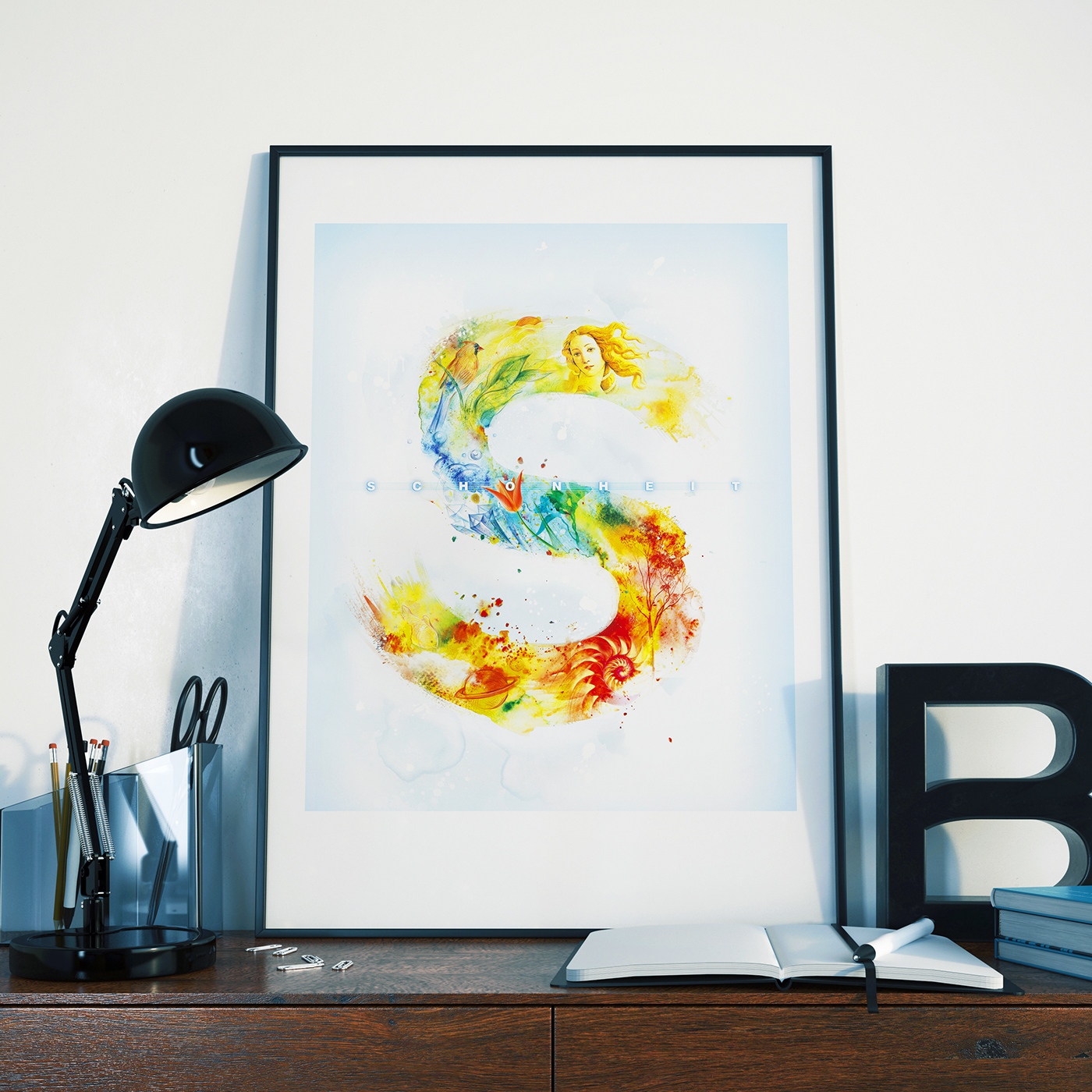 watercolor poster typography   beauty