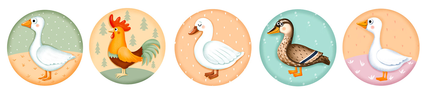 animals bookillustration Character design  cute Digital Art  duck fish Goose ILLUSTRATION  Procreate