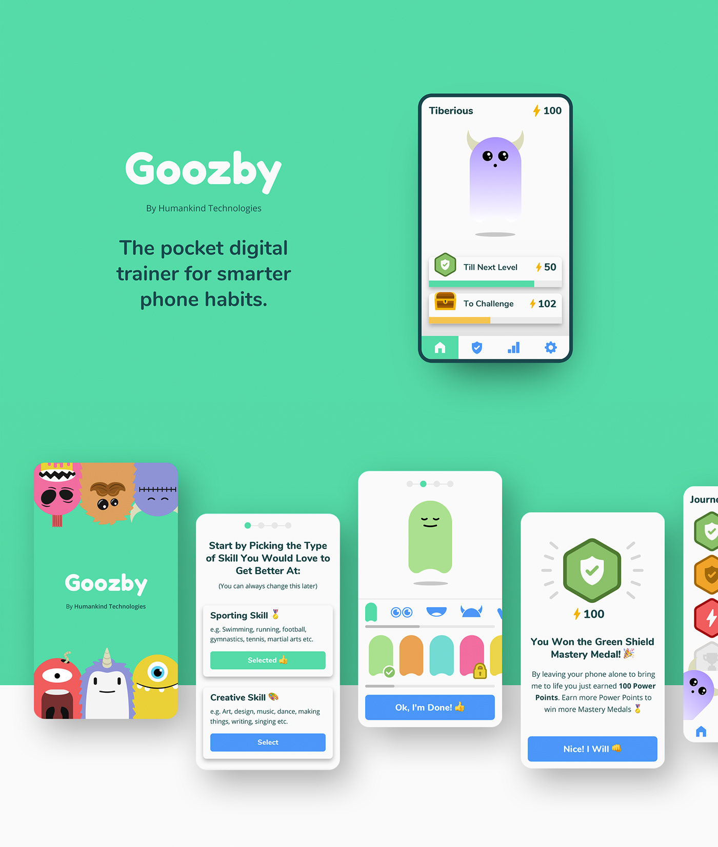 UI ux goozby ethical tech app mobile Mobile app product design  Character design  ILLUSTRATION 