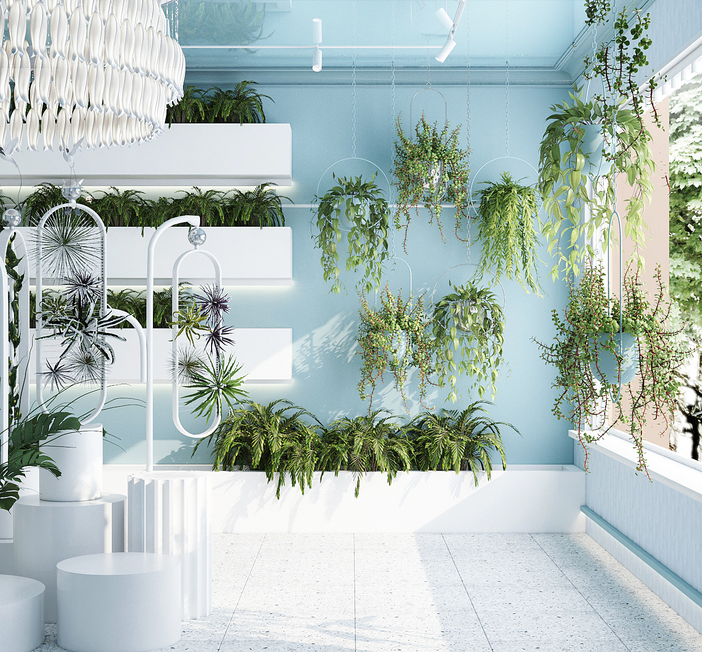 architecture Flower Shop interior design  INTERIOR RENDERING Public Interior shop visualization
