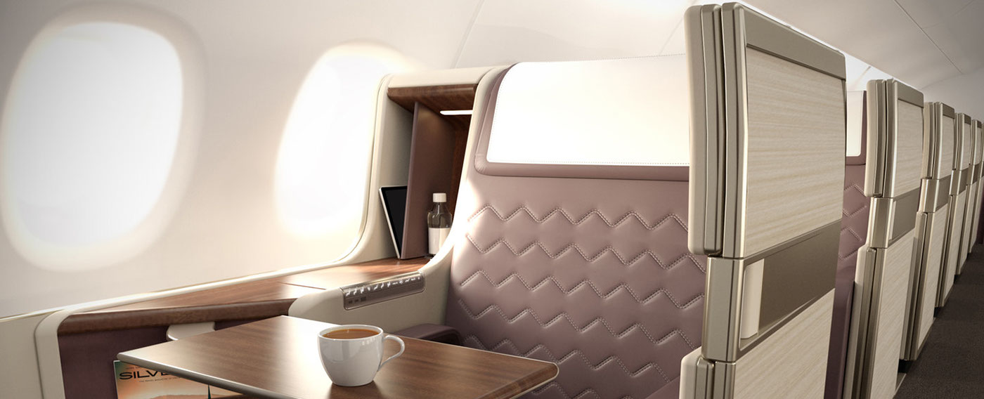 airline Interior seat plane chair cmf premium luxury cream wood