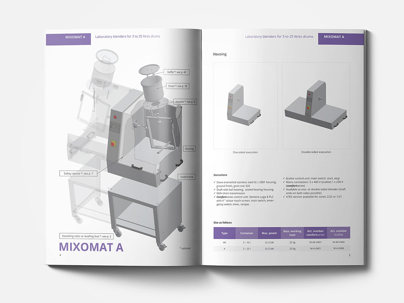 machine brochure Engineering  Catalogue drum mixers booth brochure technical design InDesign Layout