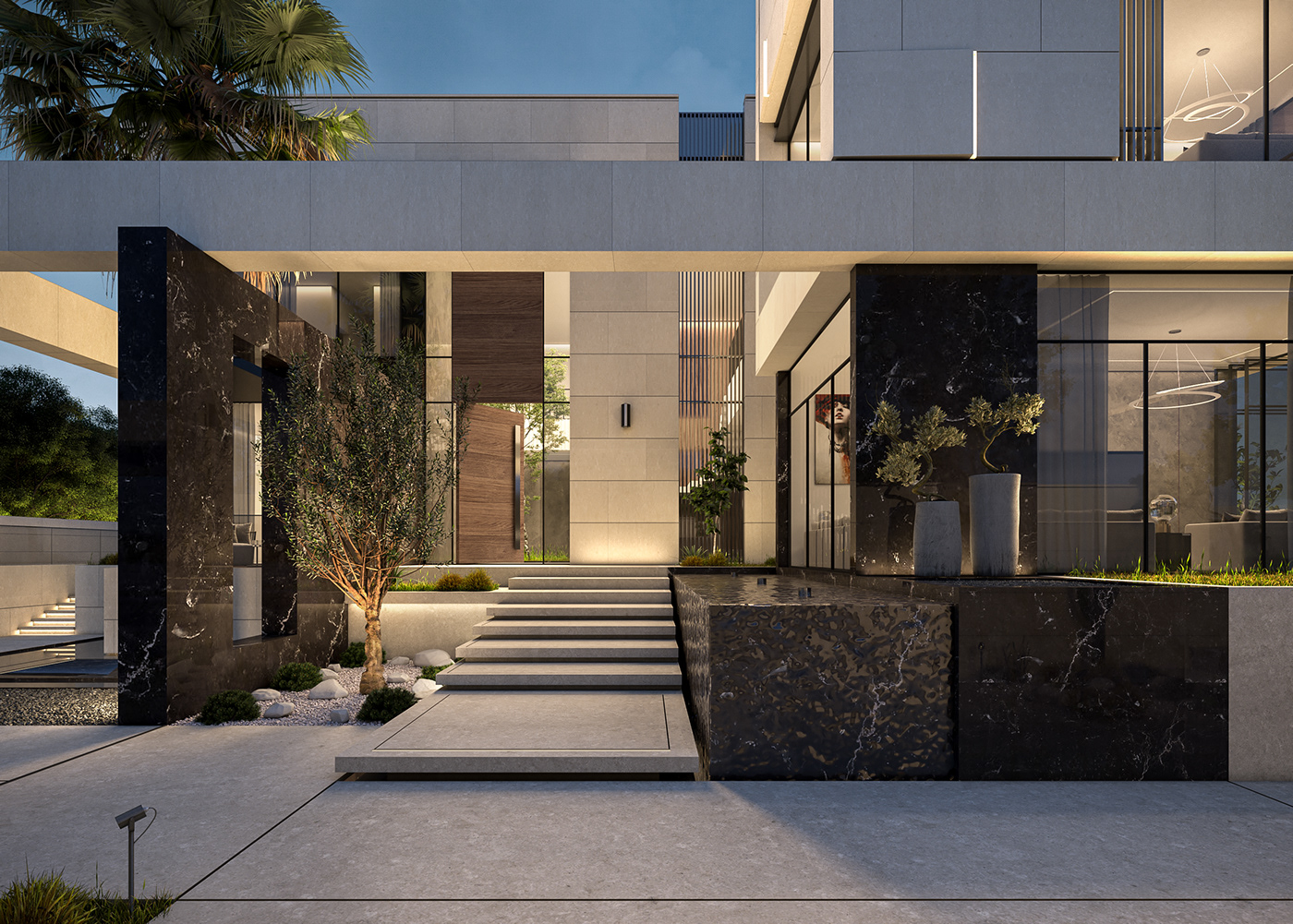 Villa exterior house architecture visualization modern archviz Landscape private house