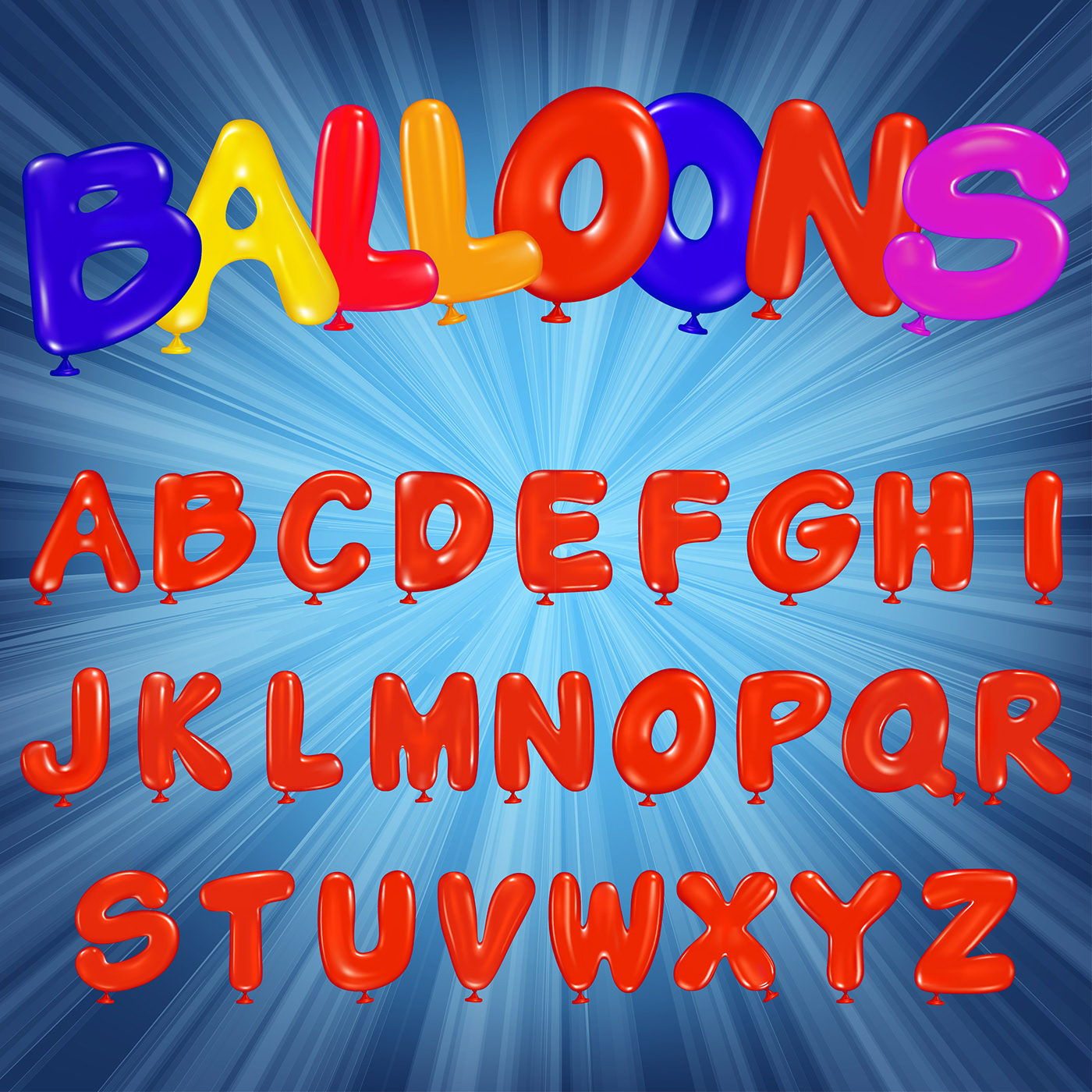 color Ballons letter alphabet shape chocolate