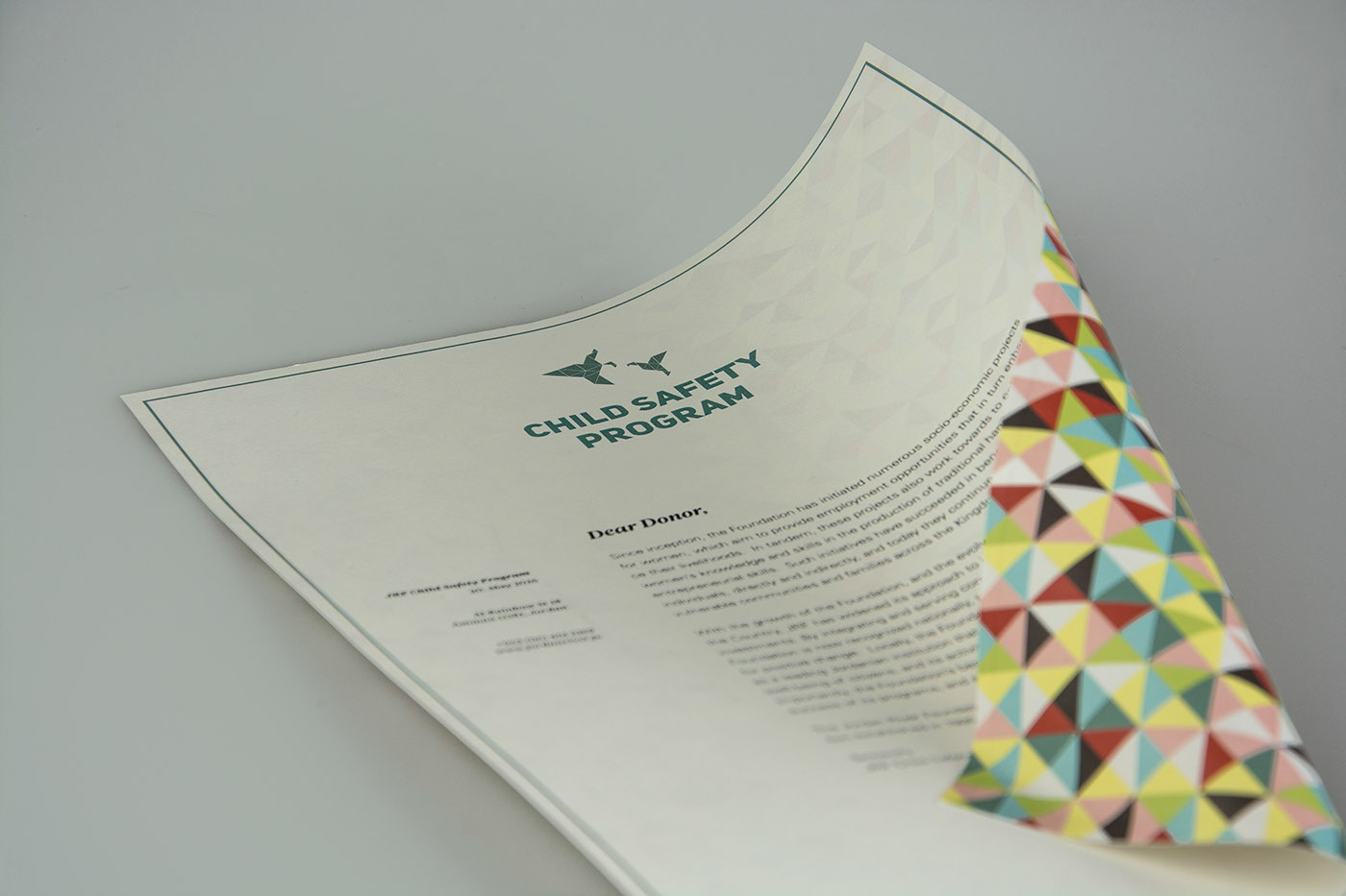 JRF Jordan River Foundation child safety Program origami  Booklet birds pattern welfare