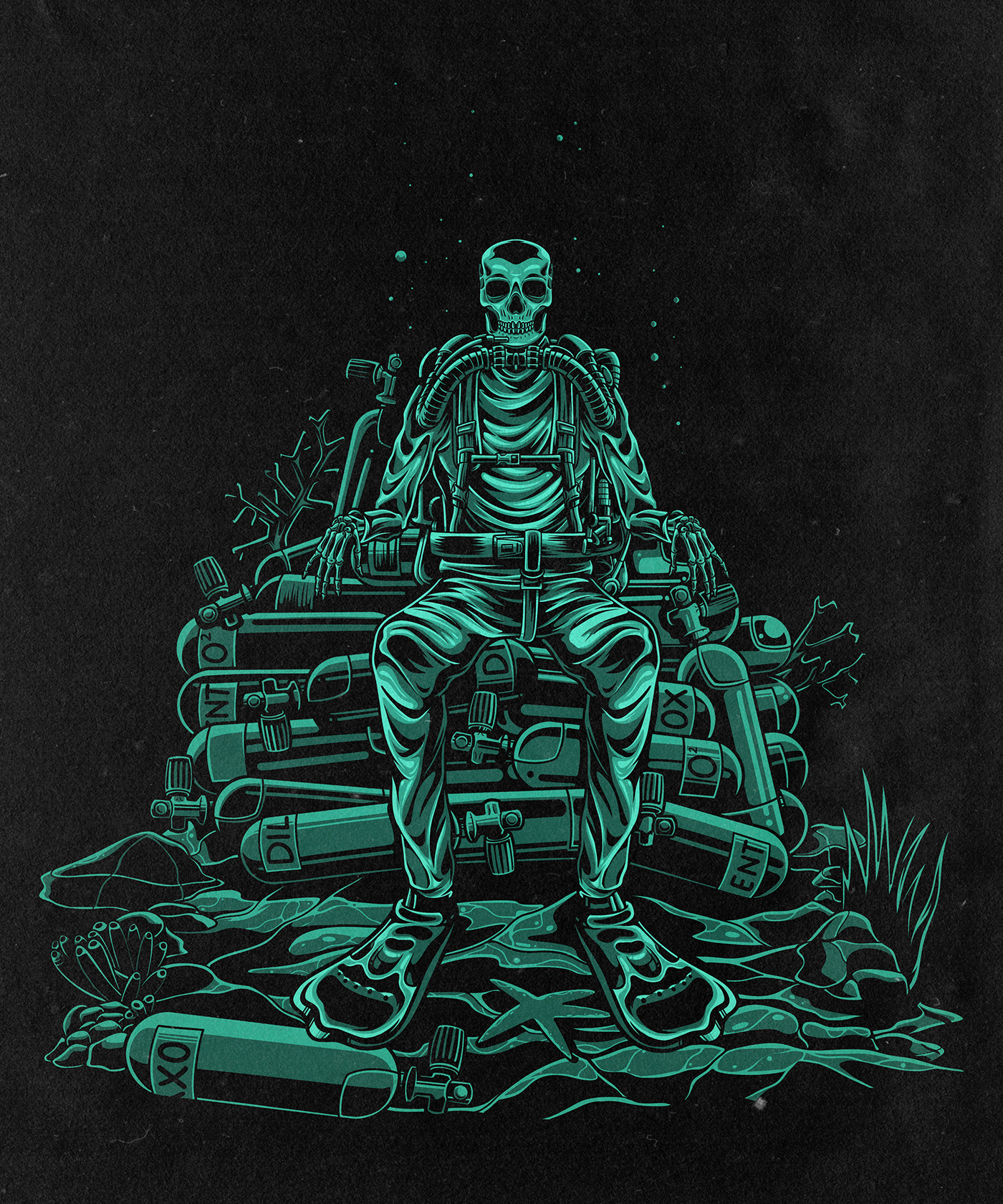 artwork diver ILLUSTRATION  skull t-shirt tshirt tshirtdesign