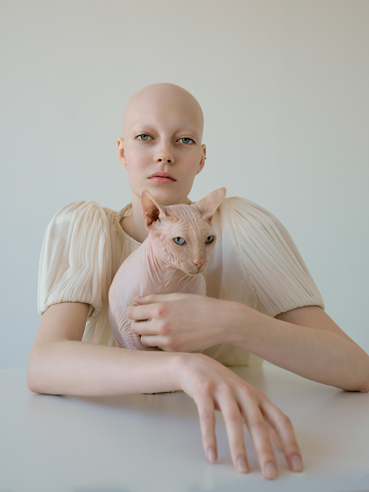 Photography  London skin beauty conceptual creative portrait Cat model bald
