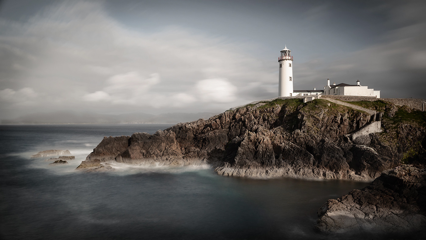 blue hour cliffs Ireland Landscape lighthouse long exposure rocks seascape waves