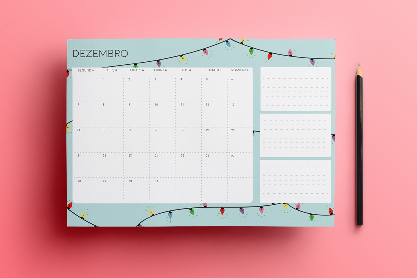 pattern calendario calendar mensal tangerina calor natal freebie donwload Estampa