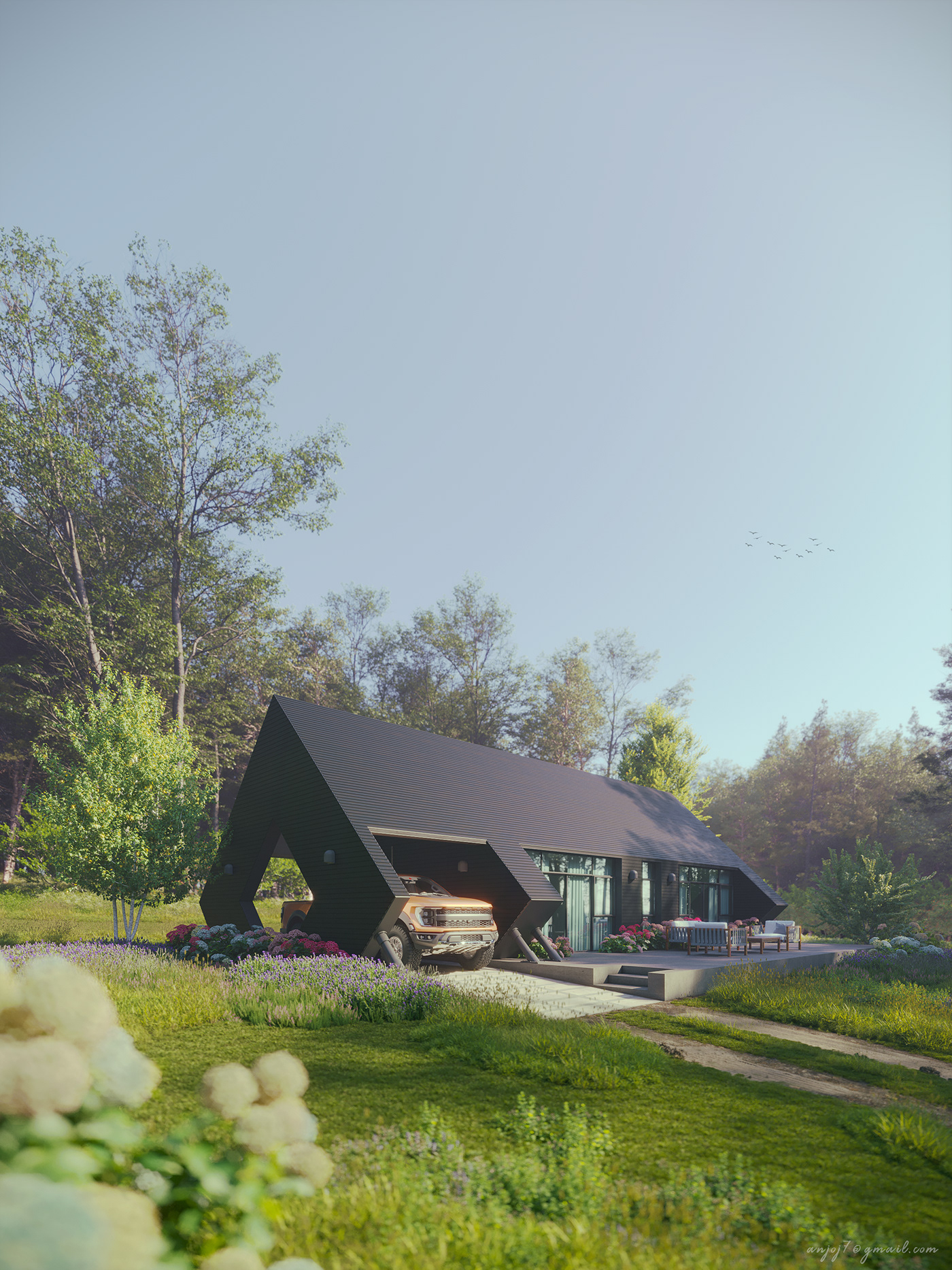 3ds max architecture archviz corona render  exterior Forest Pack Nature Photography  Render vray