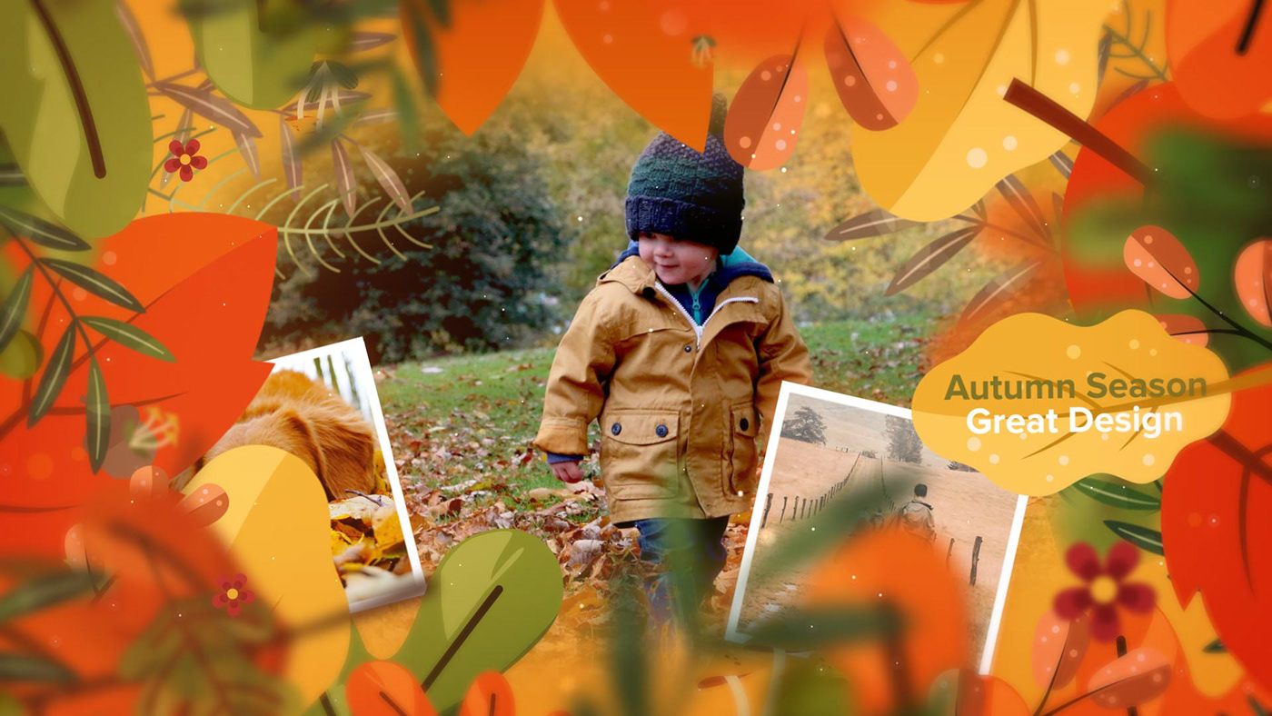 autumn season Fall leaves thanksgiving day family story after effects video stoke