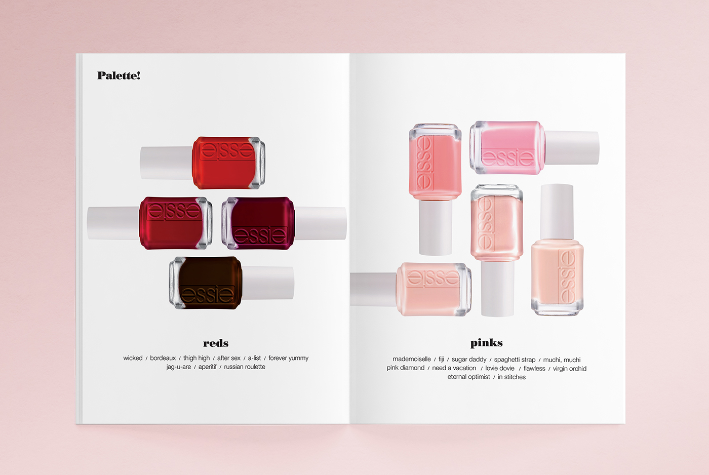 ESSIE nail polish beauty press kit Booklet press book brochure editorial nails cosmetics colors Minimalism bodoni paint
