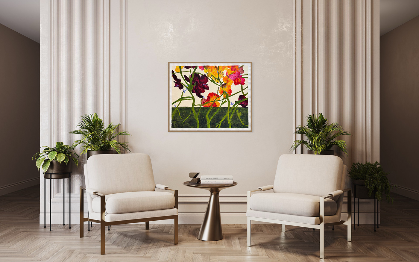 acrylic painting Abstract Art Flowers Positive Marquise's garden