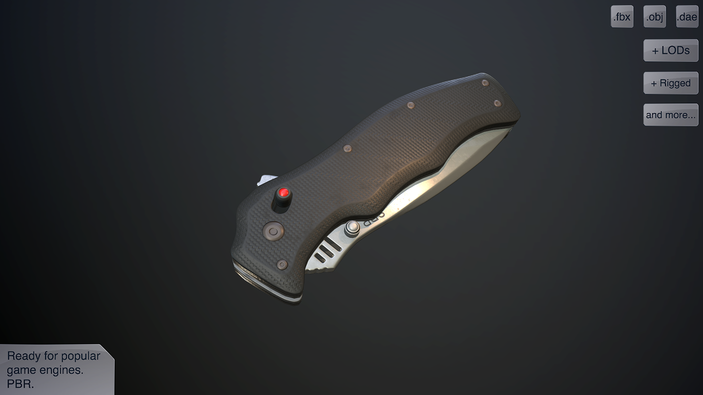 3D AR clasp gamedev knife PBR vr vulcan
