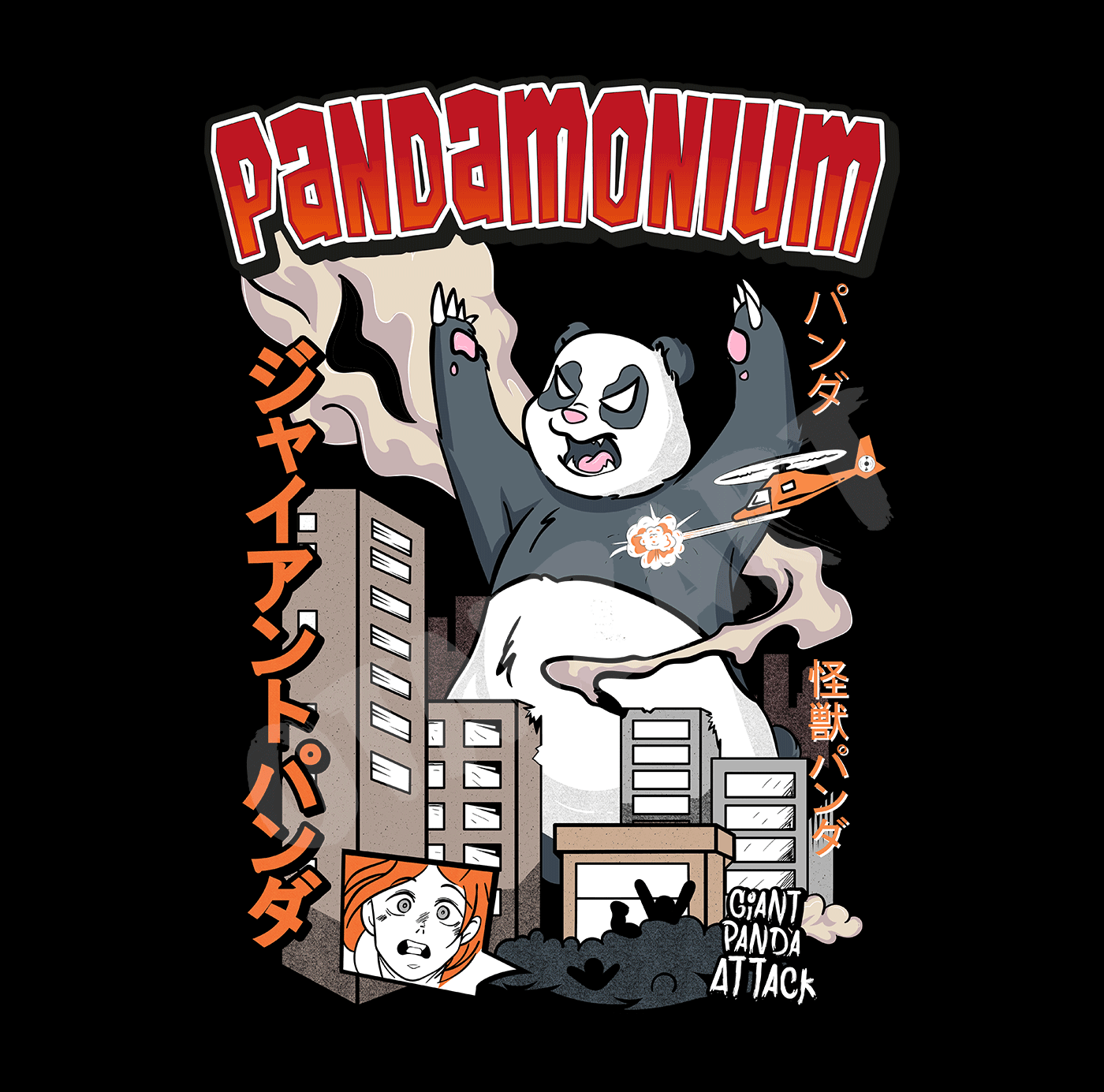 giant panda japanese style kaiju Panda vector panda bear Vector Illustration Character design  kaiju monster Japanese Culture Panda 