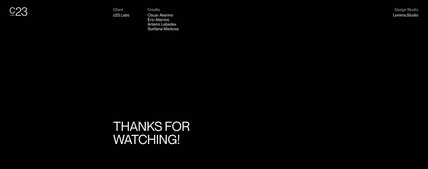 Thanks for watching. c23 Labs. Brand Identity.