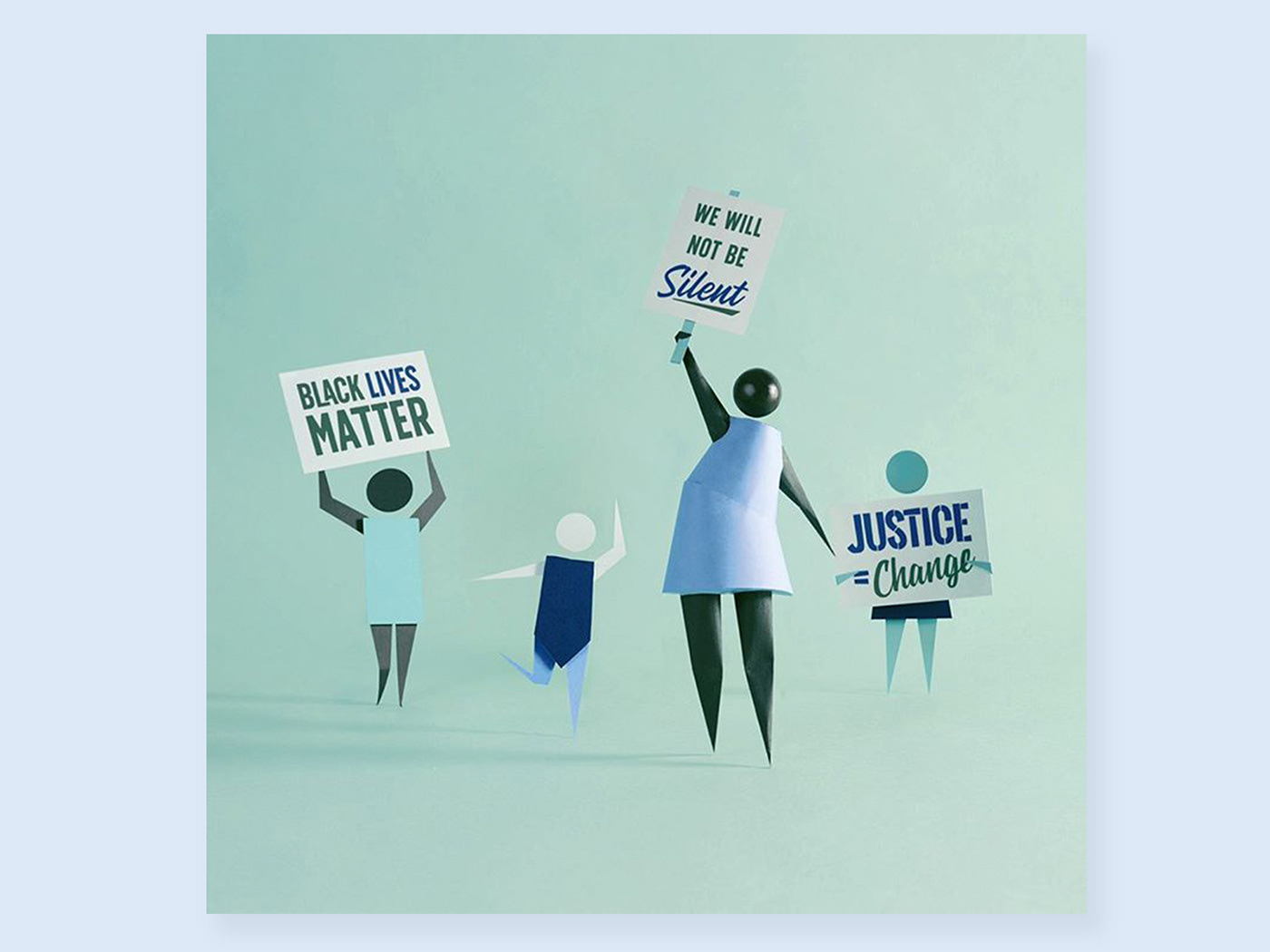activism Black Lives Matter Collaboration paper papercraft people poster protest Stylized people