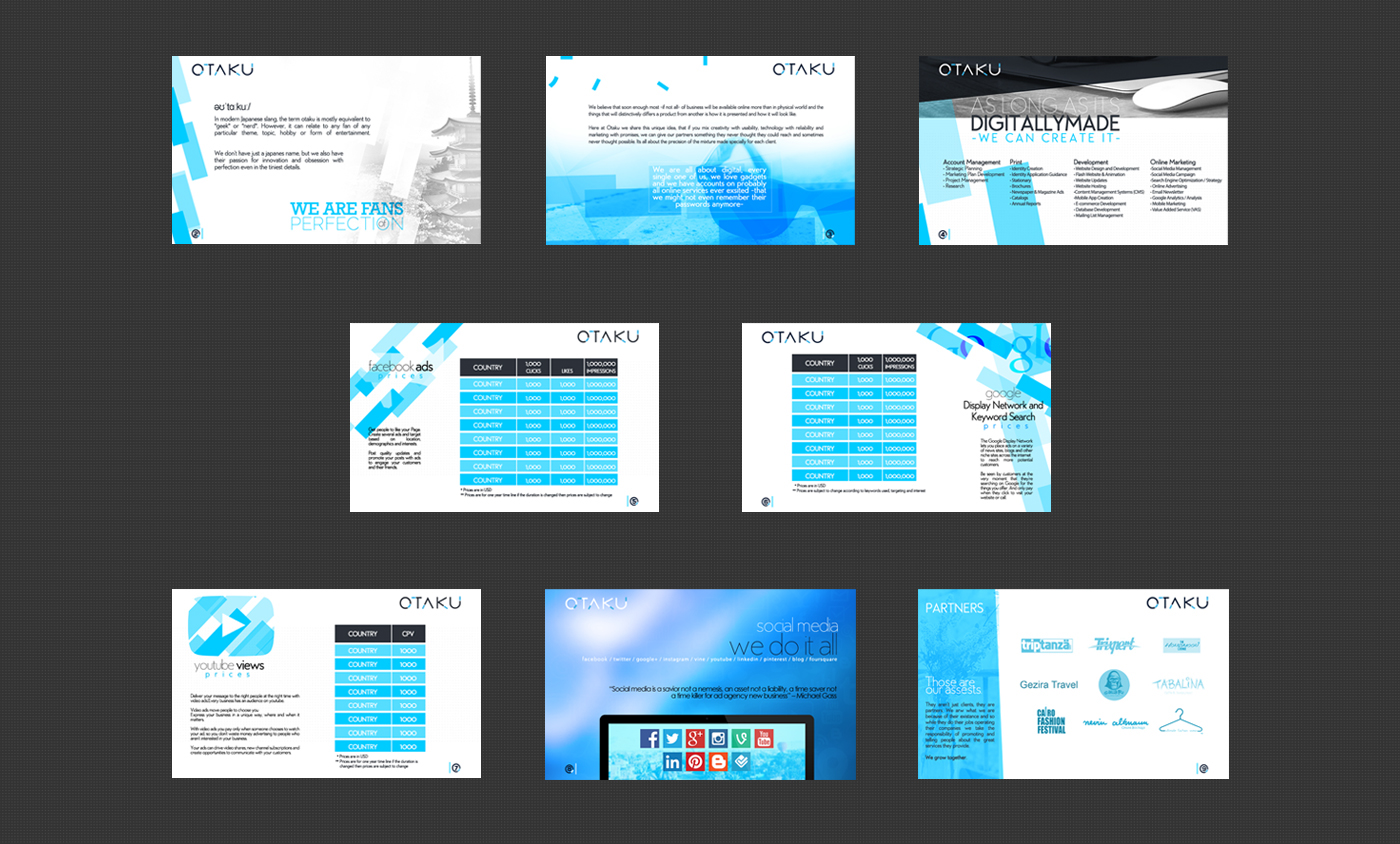 Adobe Portfolio otaku japanese brand identity blue holo gray digital marketing   development cairo stationary