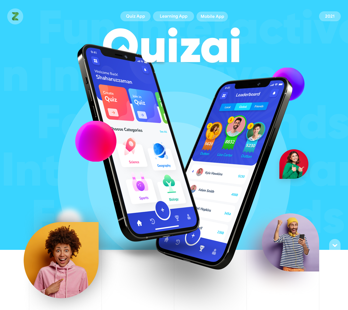 education app game ui Leaderboard learning app live quiz online learning app quiz app Quiz Game App Case Study UI Animation