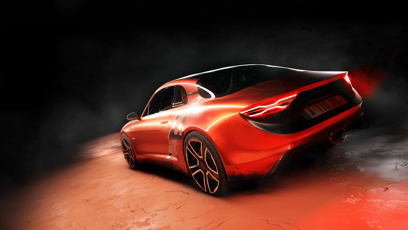 alpine alpine a110 blender Render visualization CGI car design automotive   design orange