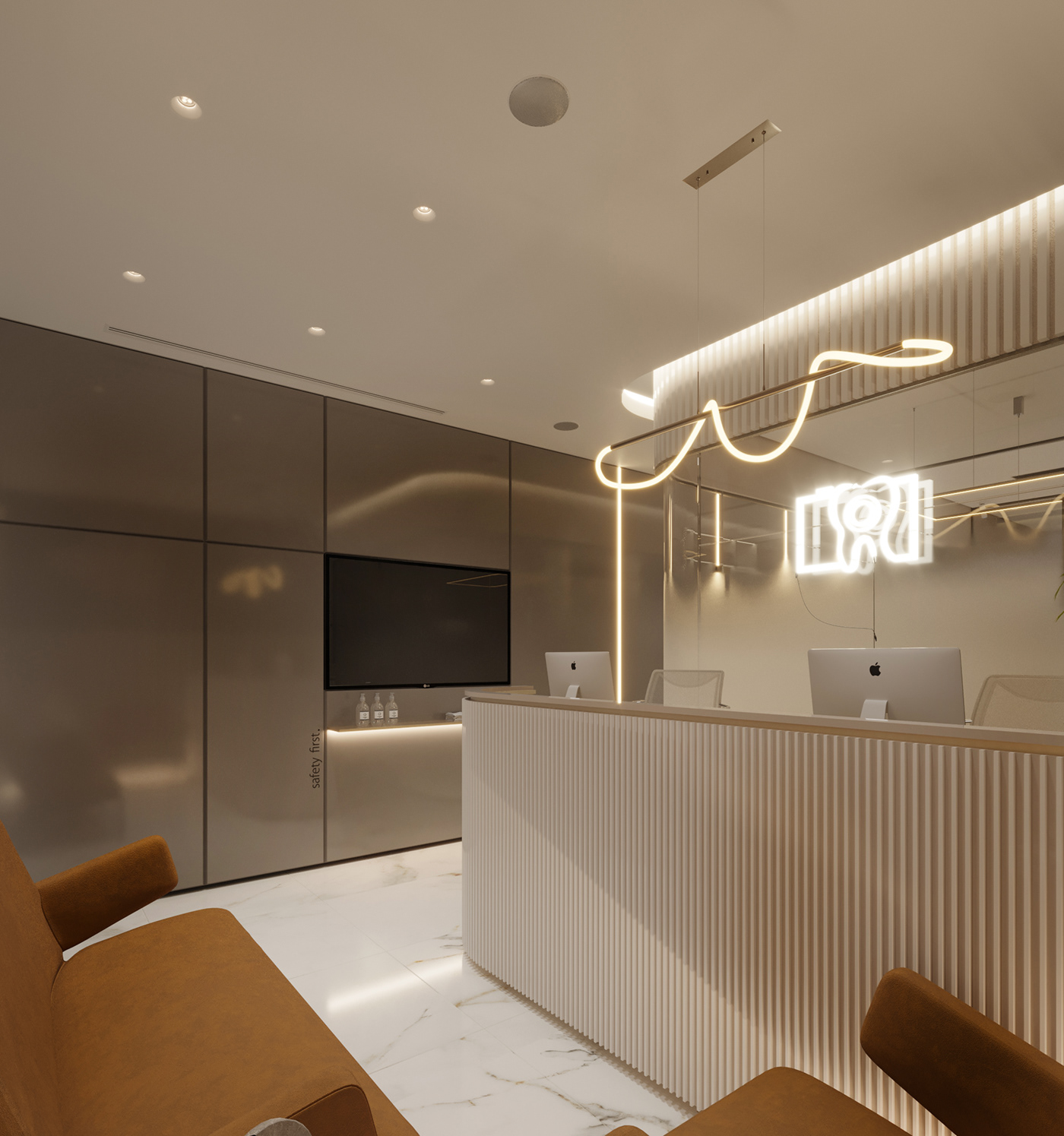 clinicdesign dental clinic Healthcare design interior design  led Lighting Design  minimal modern Render visualization
