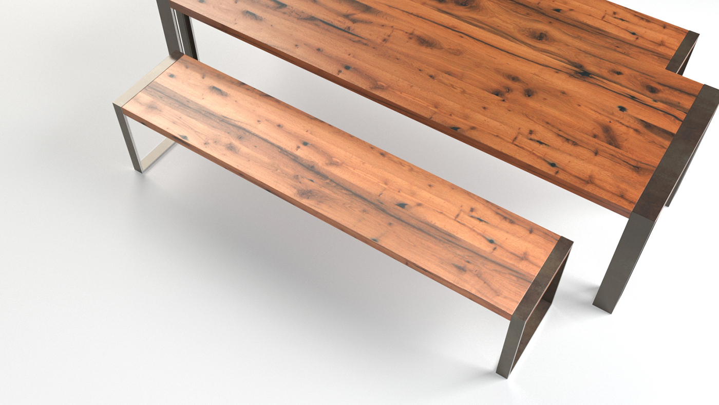 Charles Table and Bench from Stacklab The Charles Table and Bench table bench furniture 3D model Render visualization