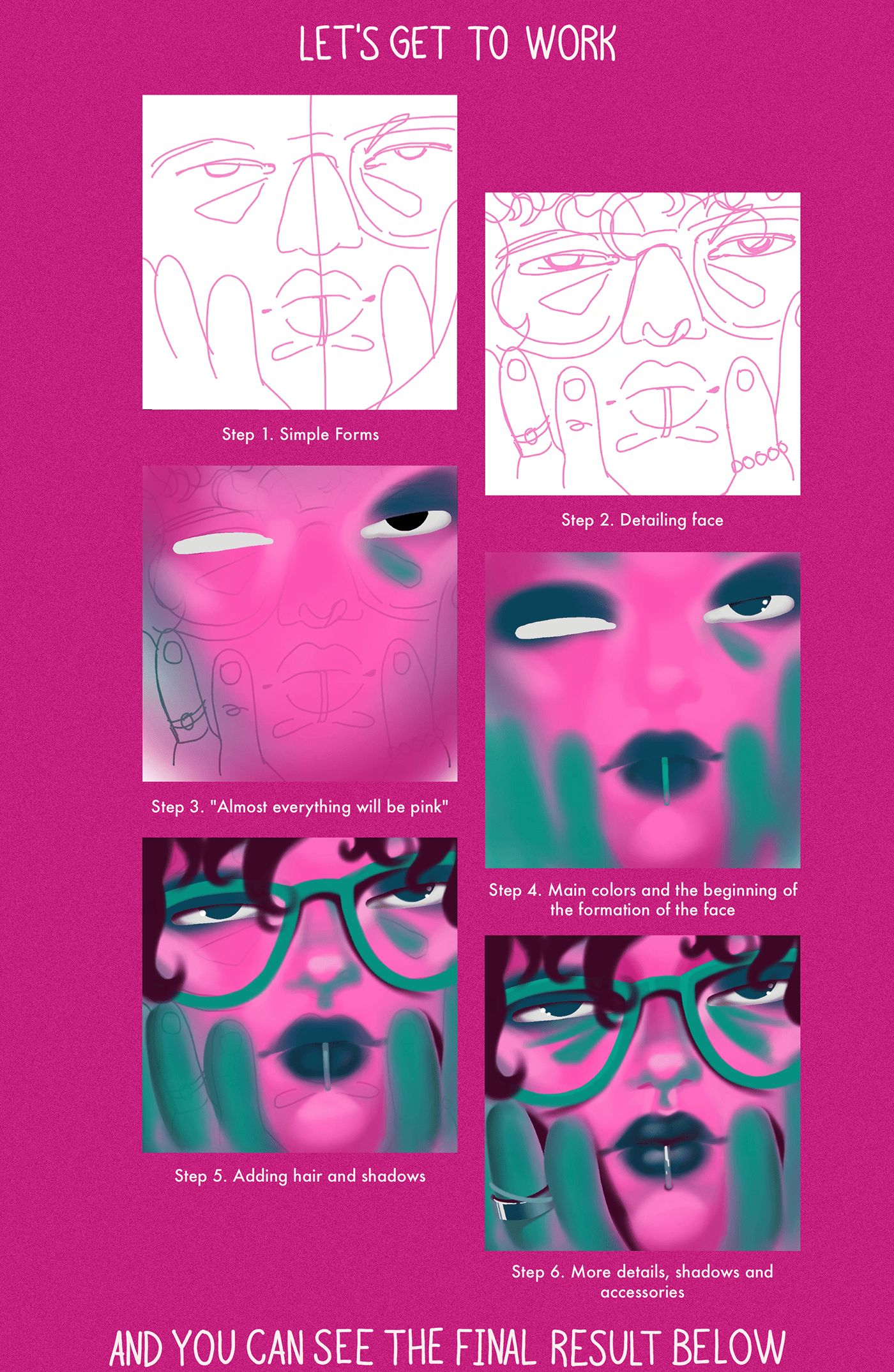 digital Digital Art  ILLUSTRATION  pink portrait Procreate profile picture art Character design  painting  
