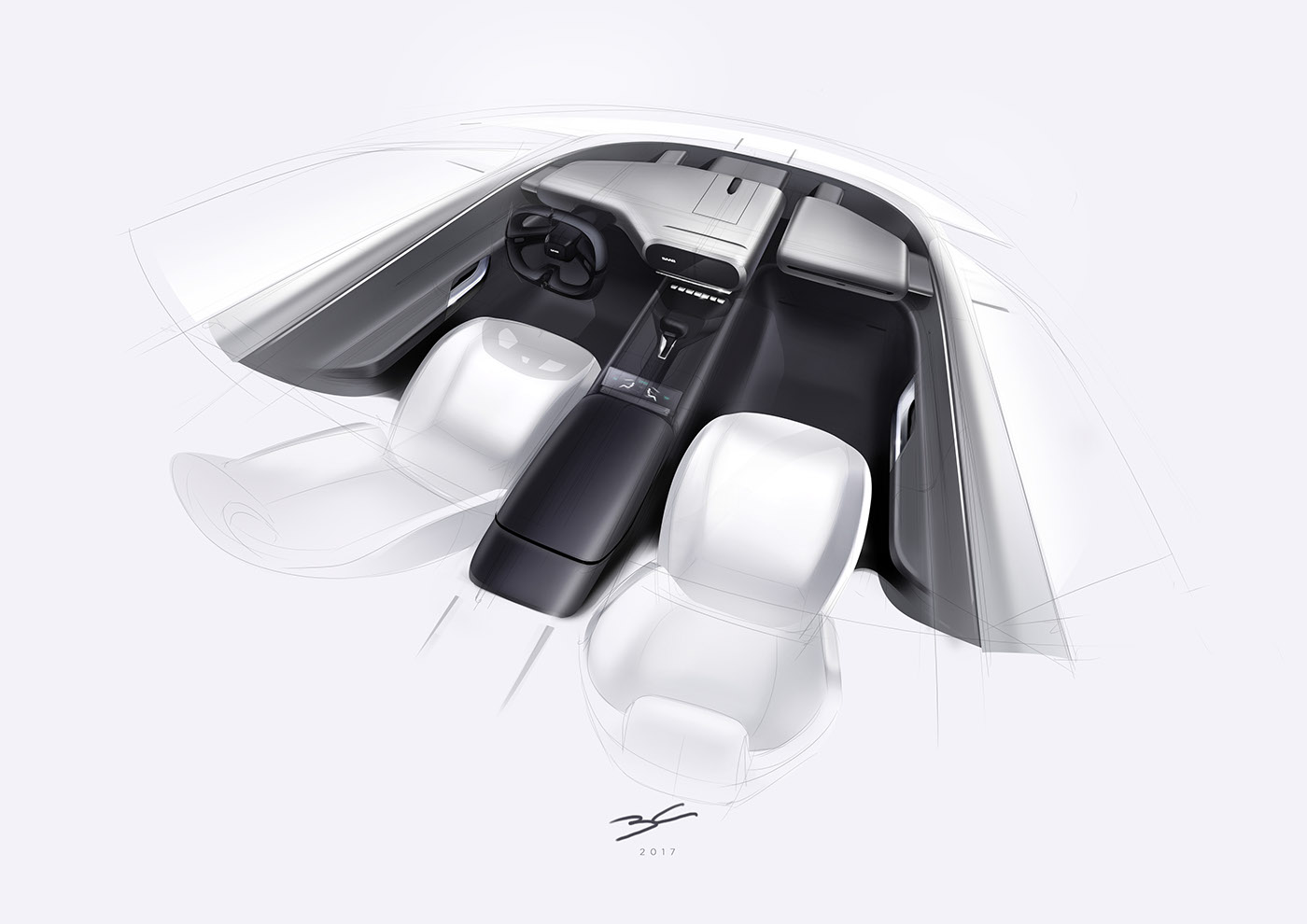automotive   design saab Interior sketch exterior CAS sedan