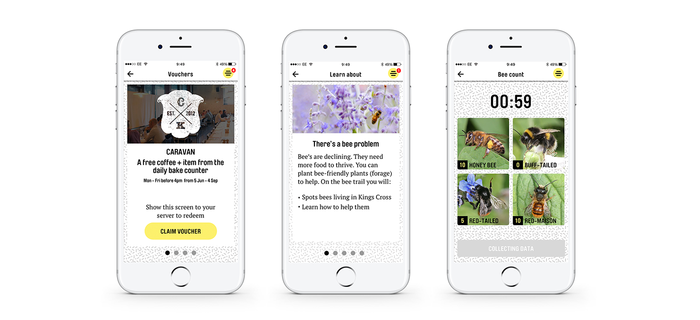 app design bees game interaction ios Nature outdoor trail science Sustainability ux/ui