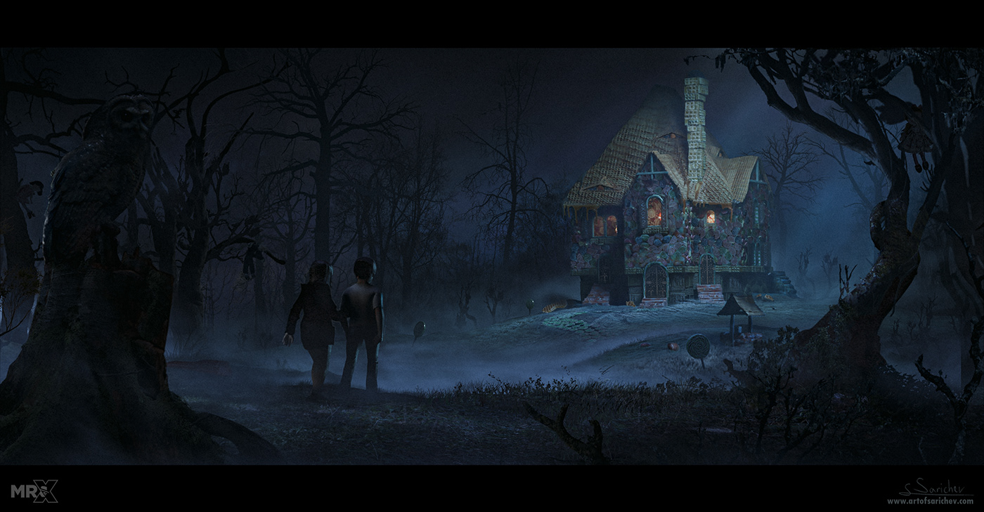 concept work done for the movie Nightbooks 2021 - candy cottage