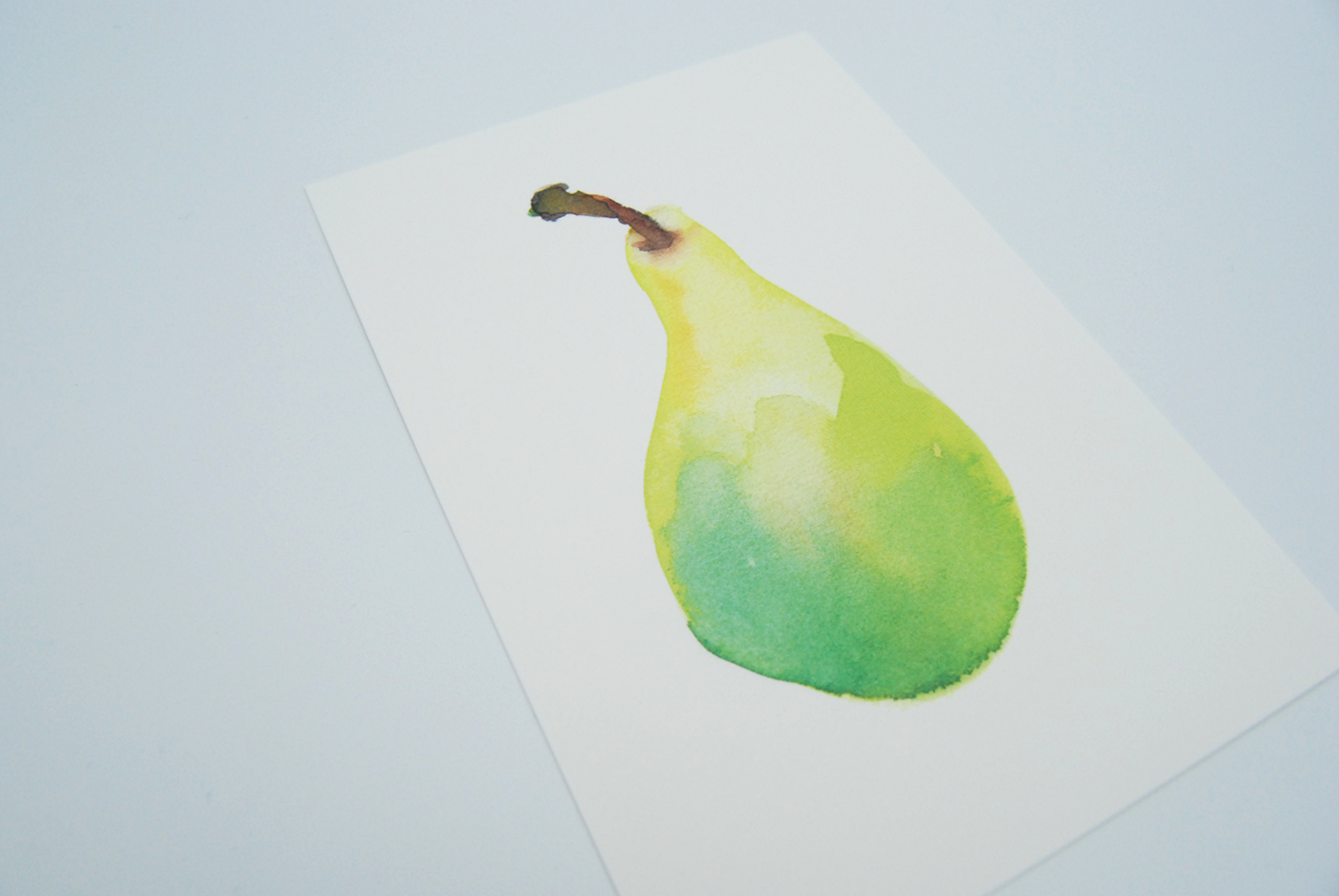watercolor Pear Fruit postcard
