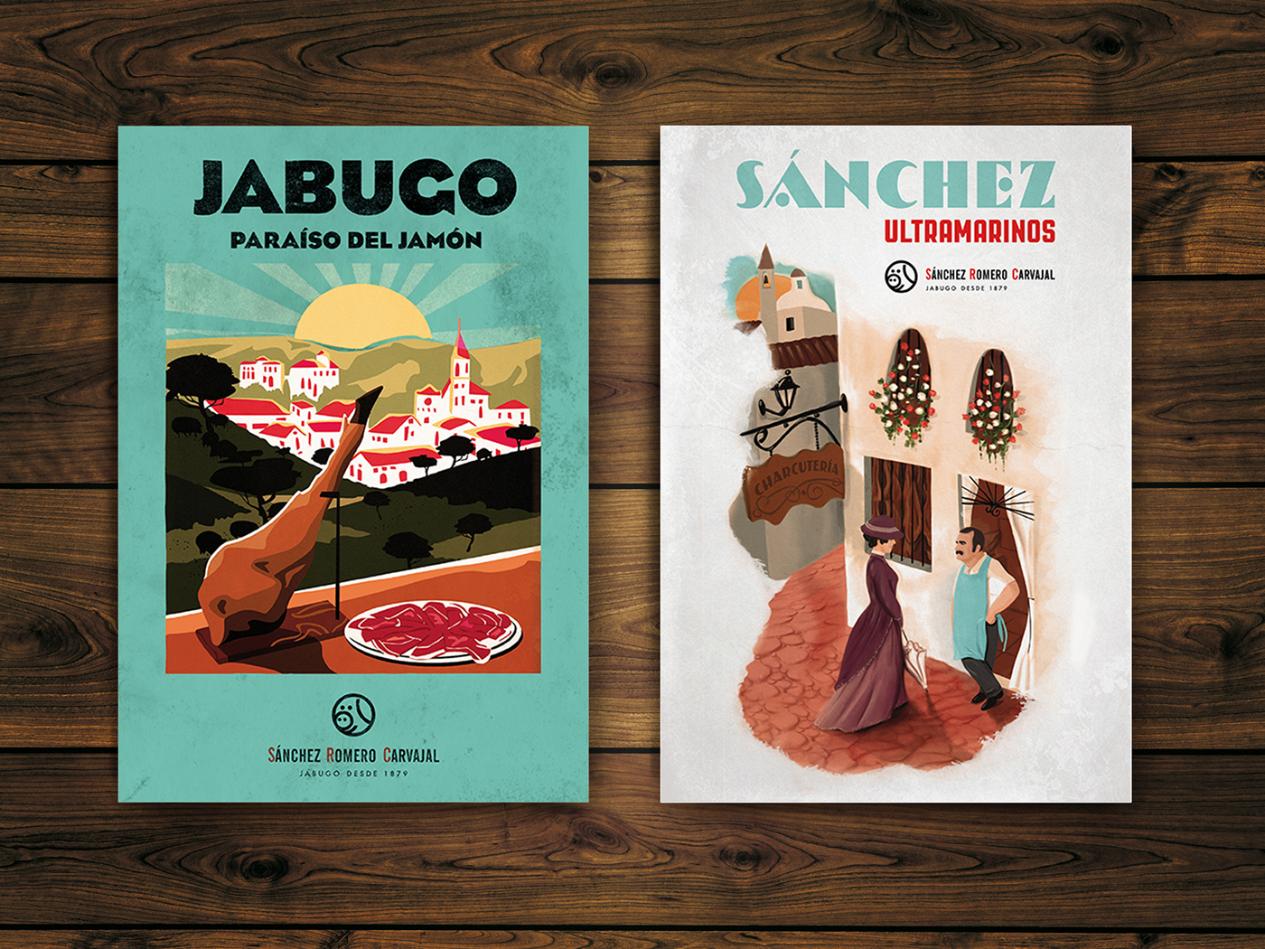jamon jabugo logo Packaging poster premium vintage postcard