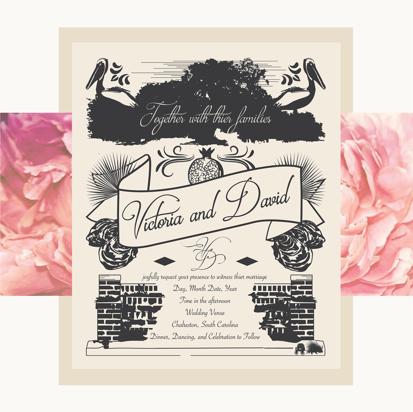 creative design Screenprinting wedding Invitation