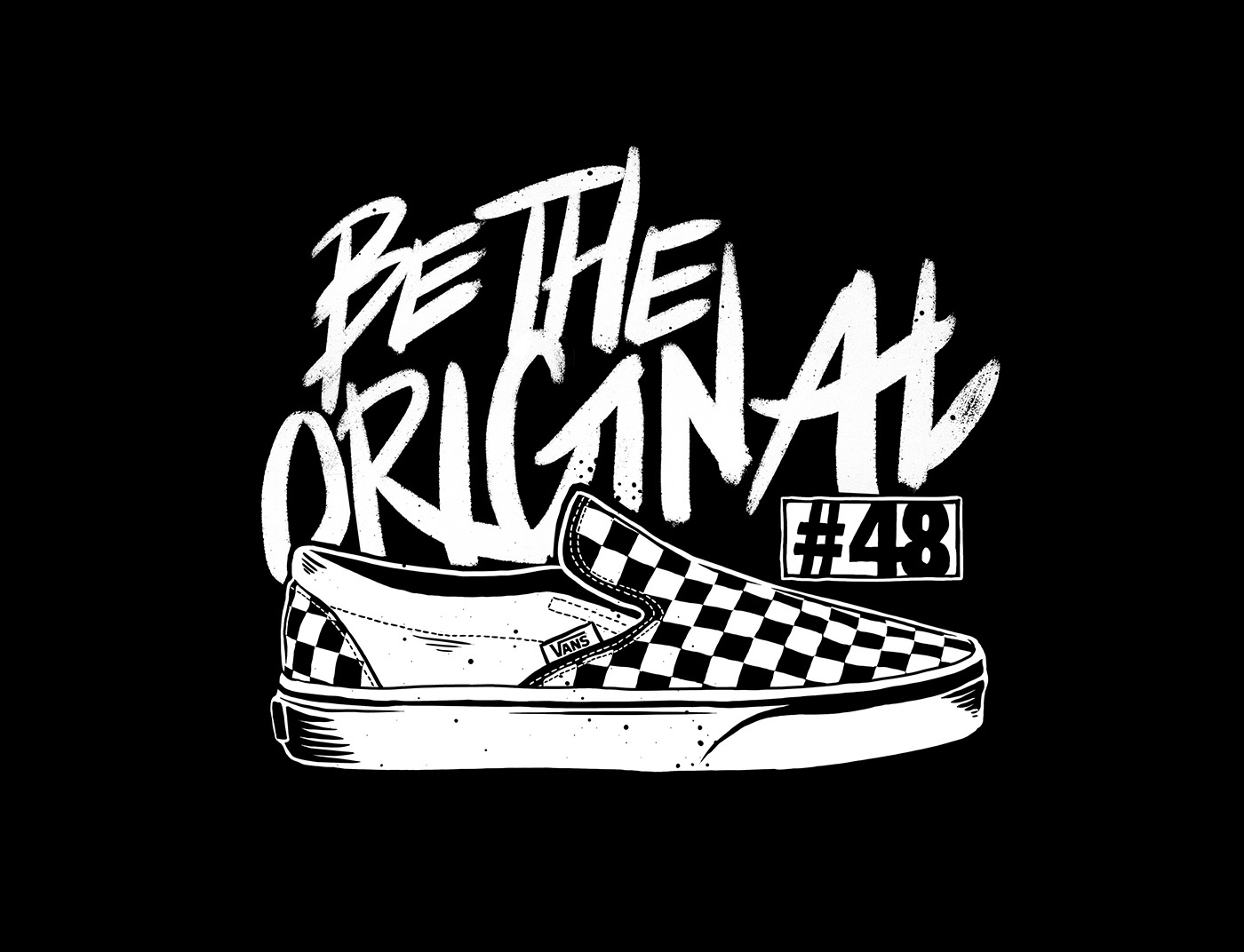 Vans trainers grunge texture black White hand drawn Checkerboard poster Tote