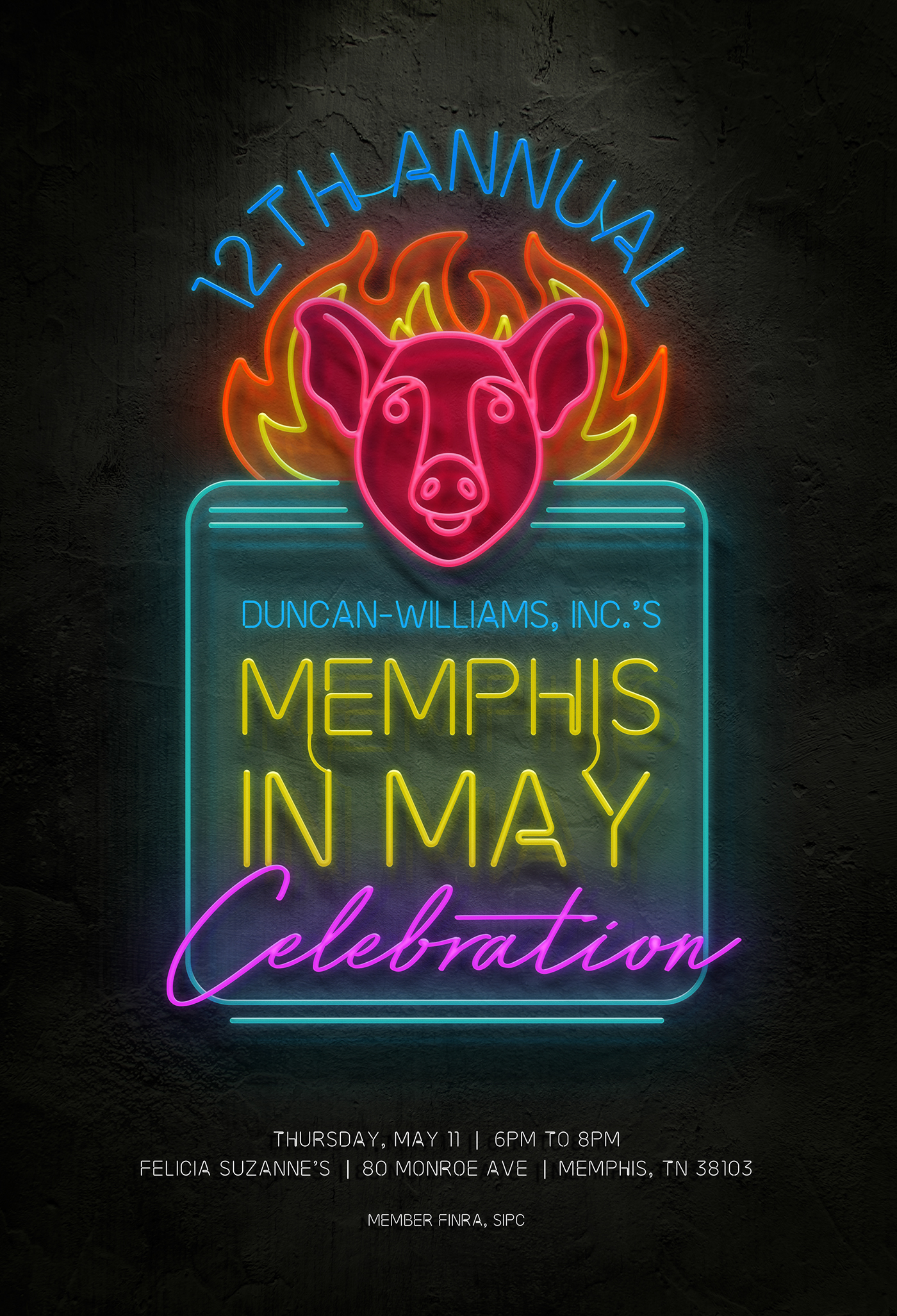 Memphis Memphis Poster memphis in may Memphis BBQ neon type pig Neon Poster