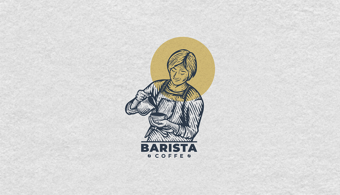 barista logo brand caffe logo  Coffe logo handdrawn Logo illustration logo logo logo coffe logo vintage minimalist logo