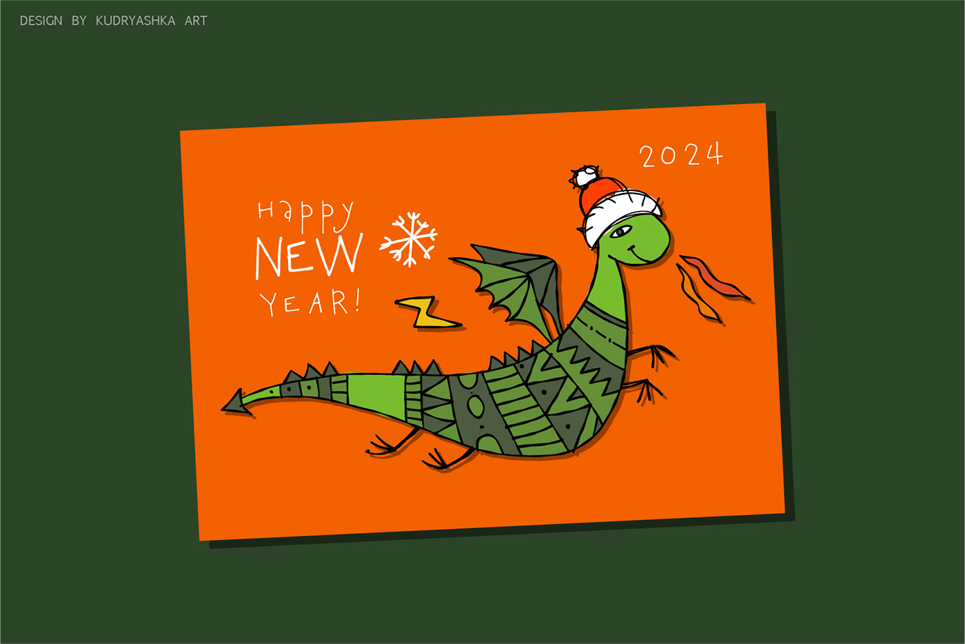 cartoon dragon dragon year vector art ILLUSTRATION  greeting card design christmas card New Year Card 2024 symbol 2024design