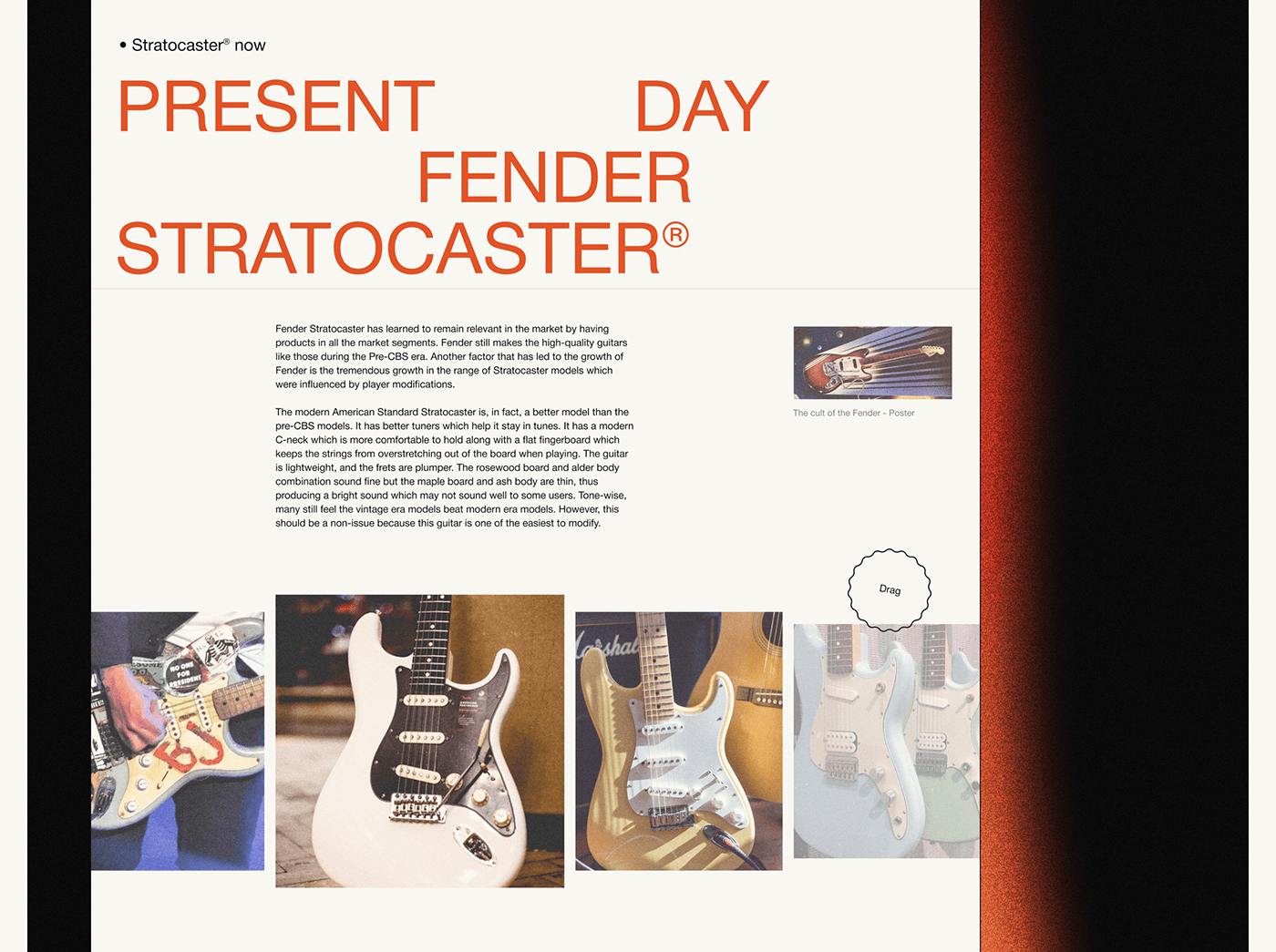 concept fender grid guitar helvetica interaction minimal ux/ui Web Website